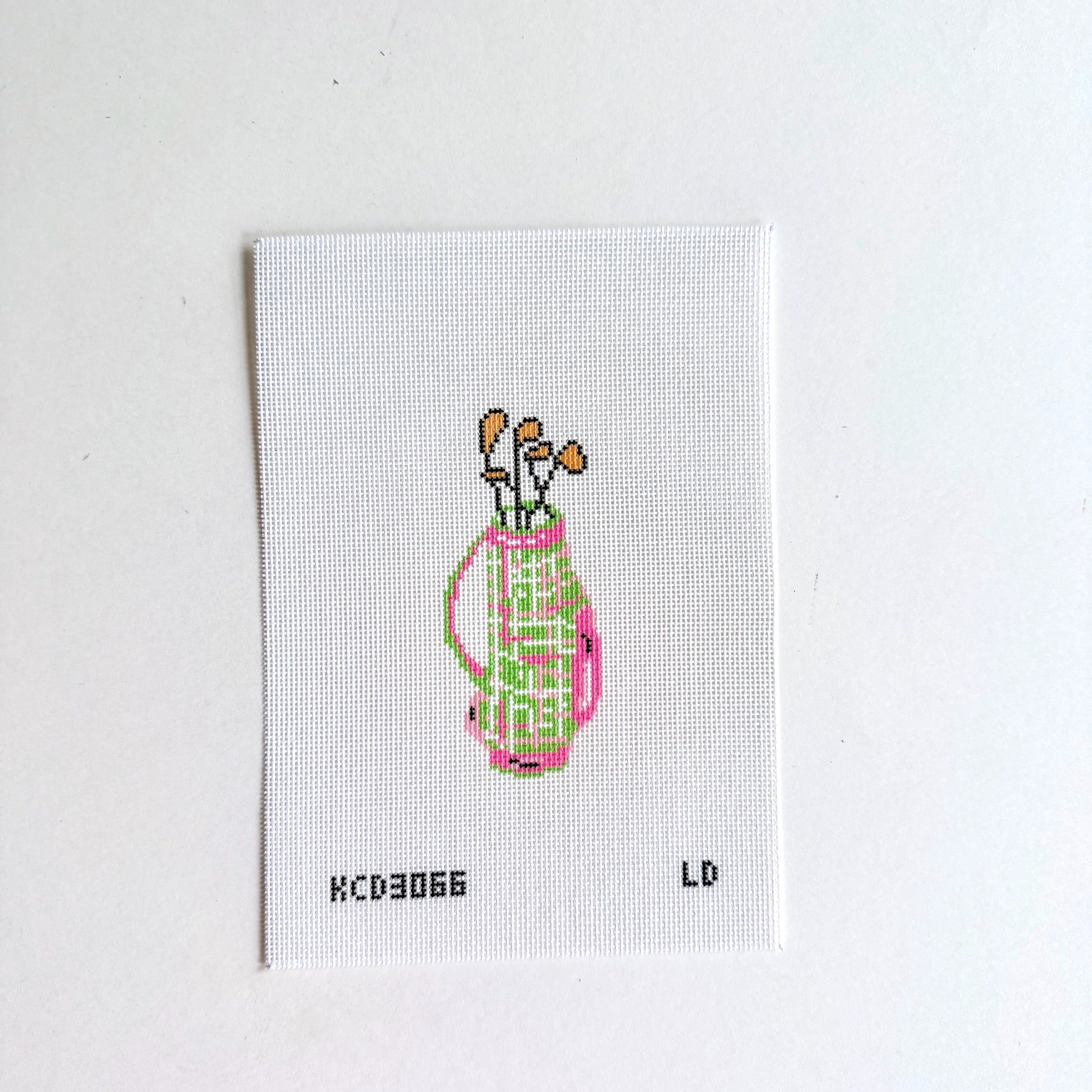 Green Plaid Golf Club Ornament Canvas - KC Needlepoint