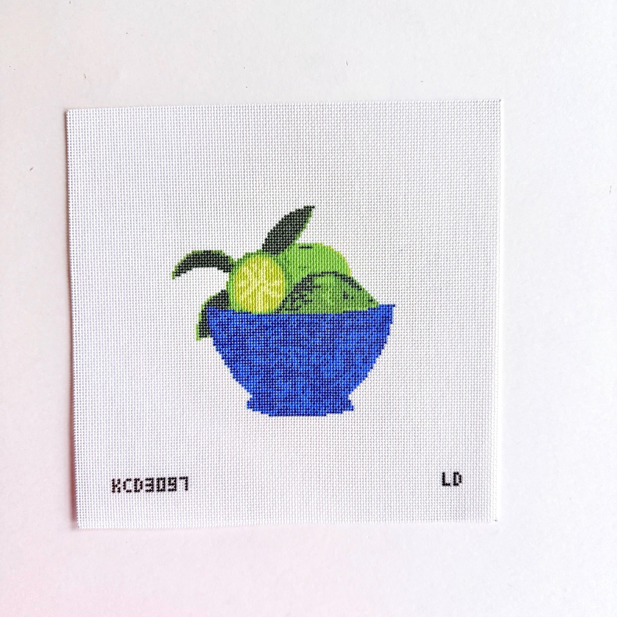 Lime Bowl Canvas - KC Needlepoint
