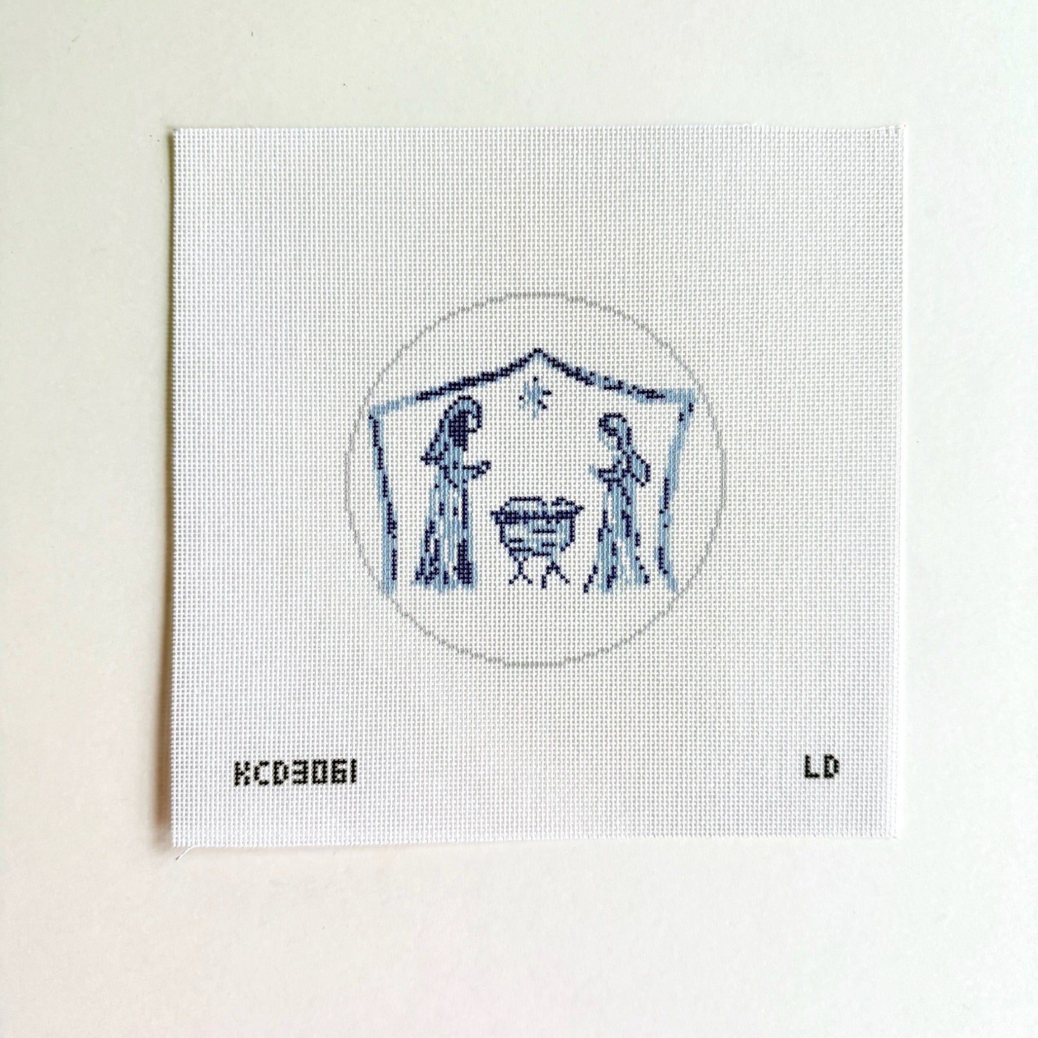 Blue & White Nativity Canvas - KC Needlepoint