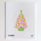 Pink Pineapple Tree Ornament Canvas - KC Needlepoint