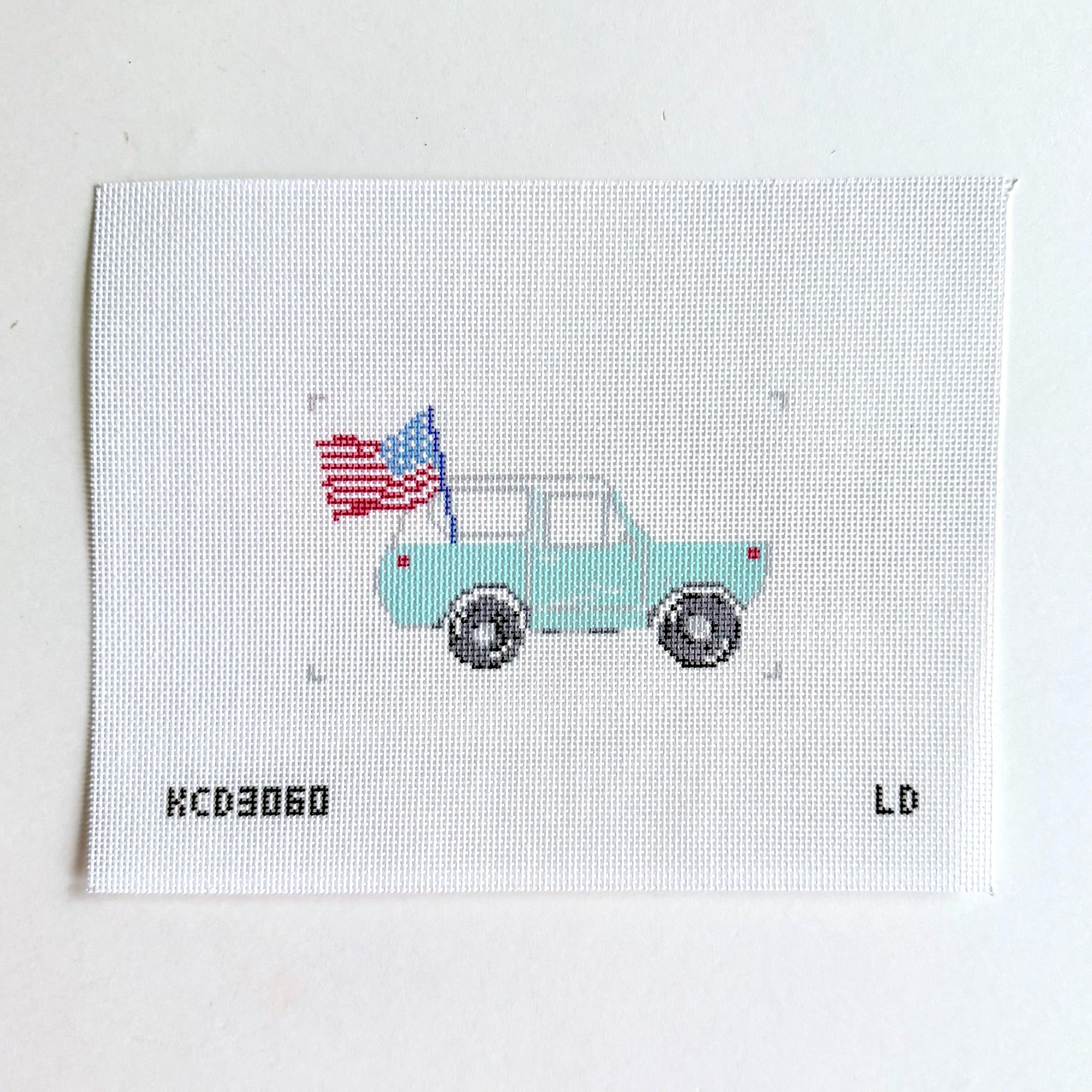 Bronco & Flag Canvas - KC Needlepoint