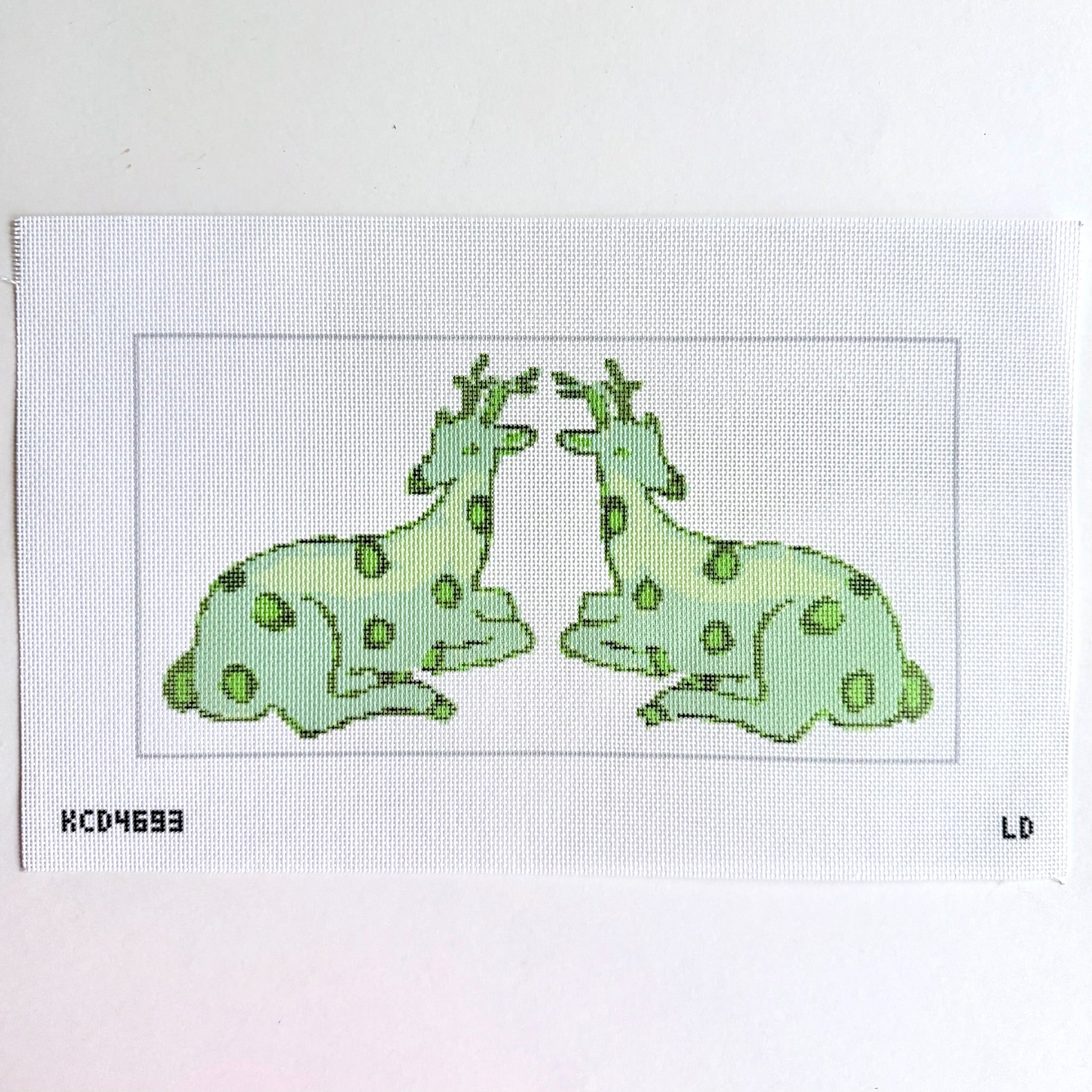 Green Reindeer Bolster Canvas - KC Needlepoint