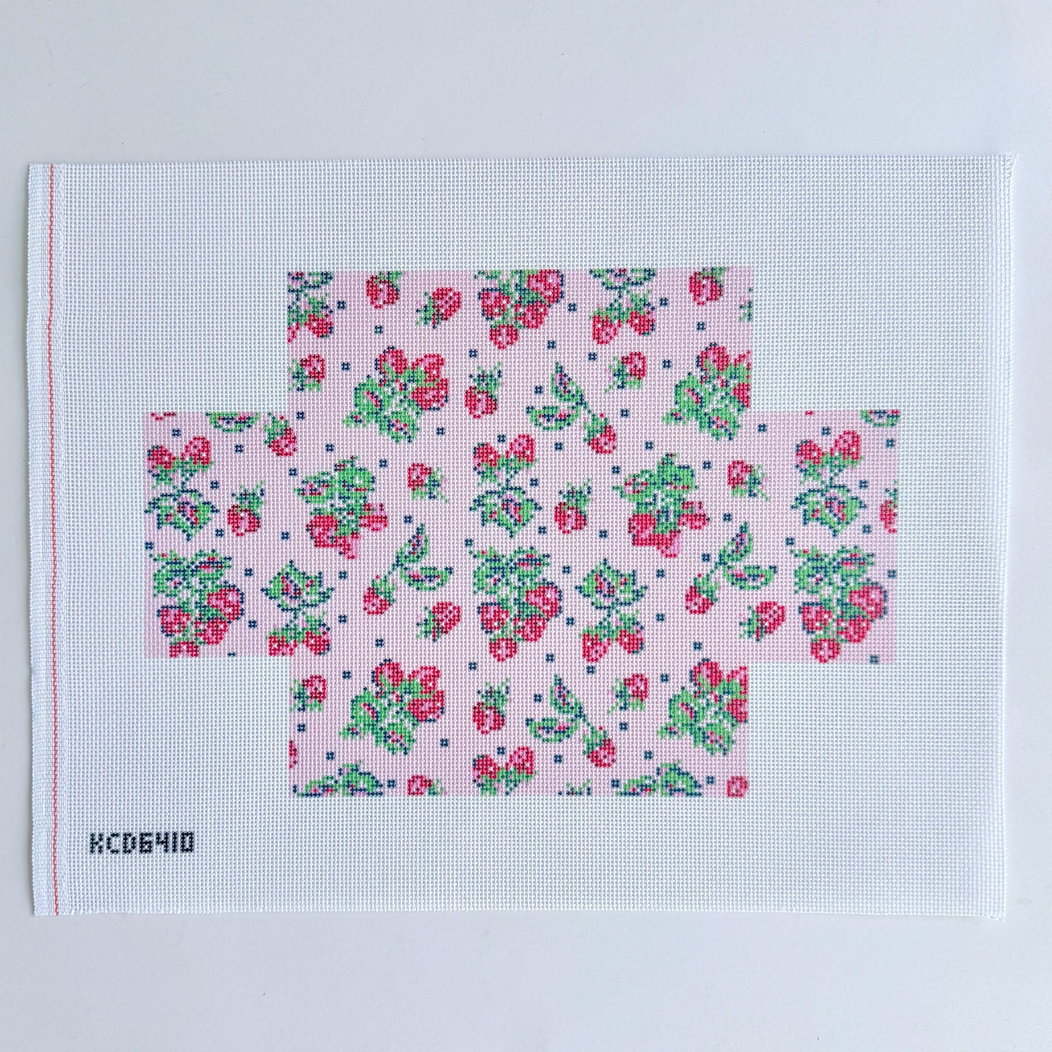 Strawberry Brick Cover Canvas - KC Needlepoint