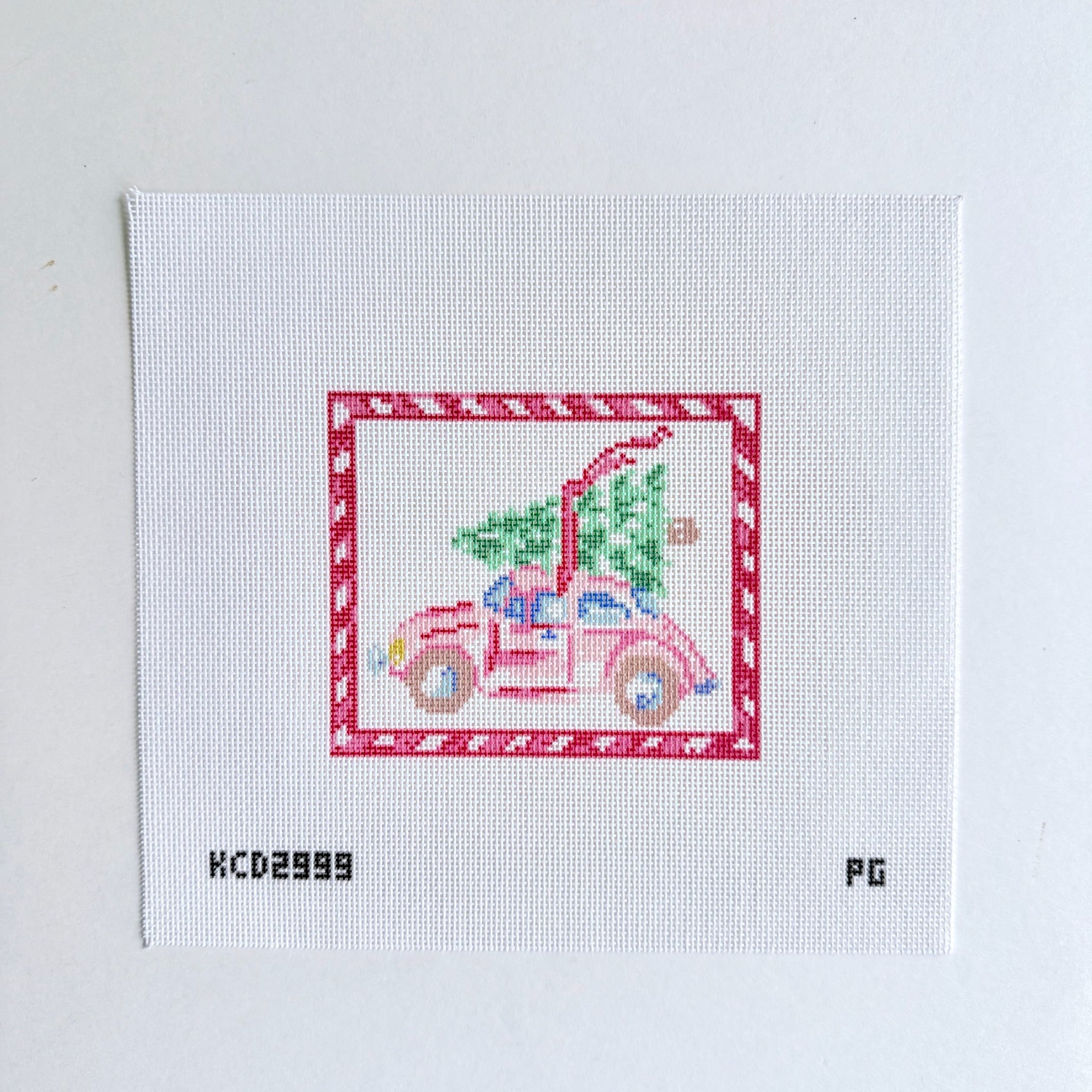 Car with Tree Ornament Canvas - KC Needlepoint