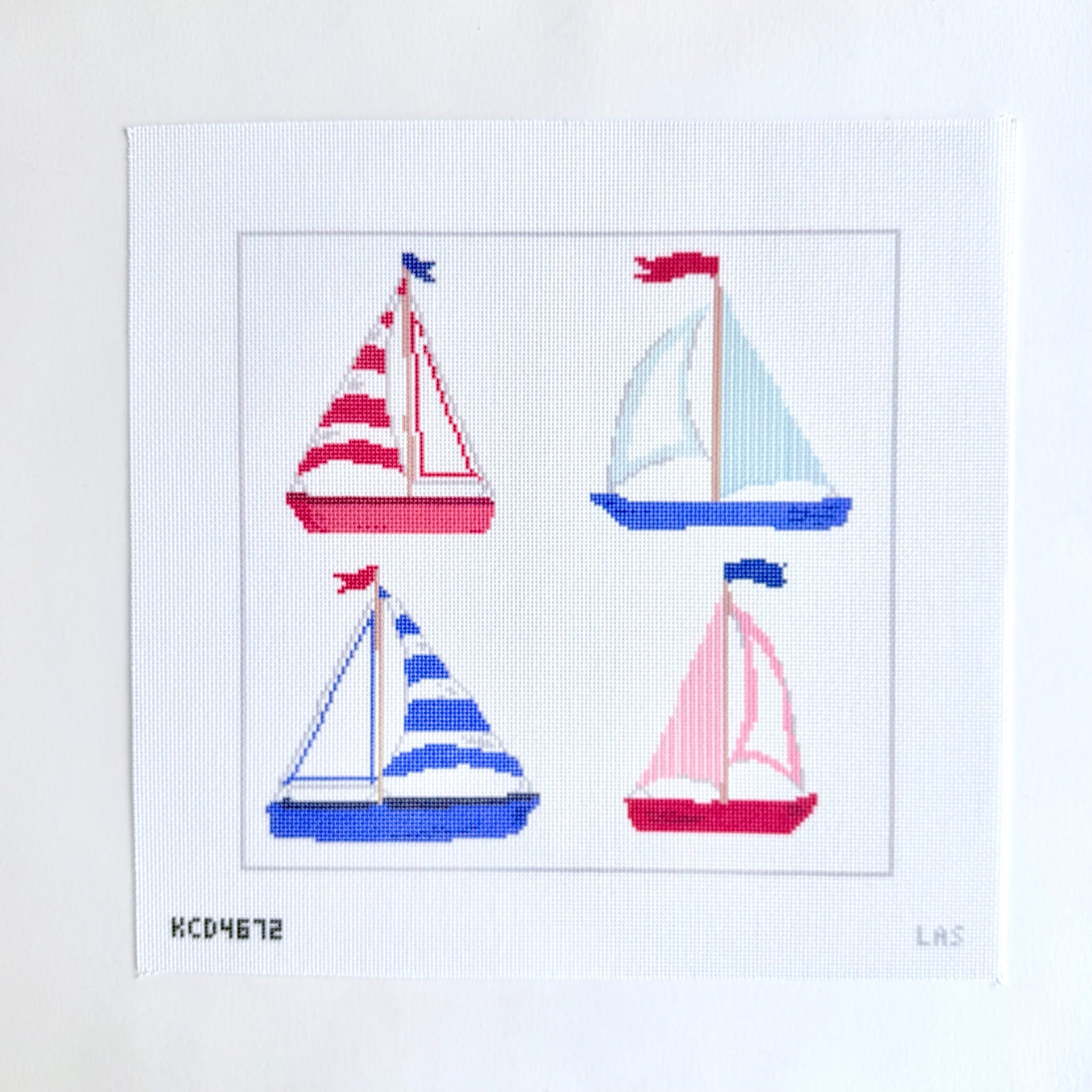 Four Sailboats Canvas - KC Needlepoint