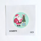 Santa with Topiary Canvas - KC Needlepoint