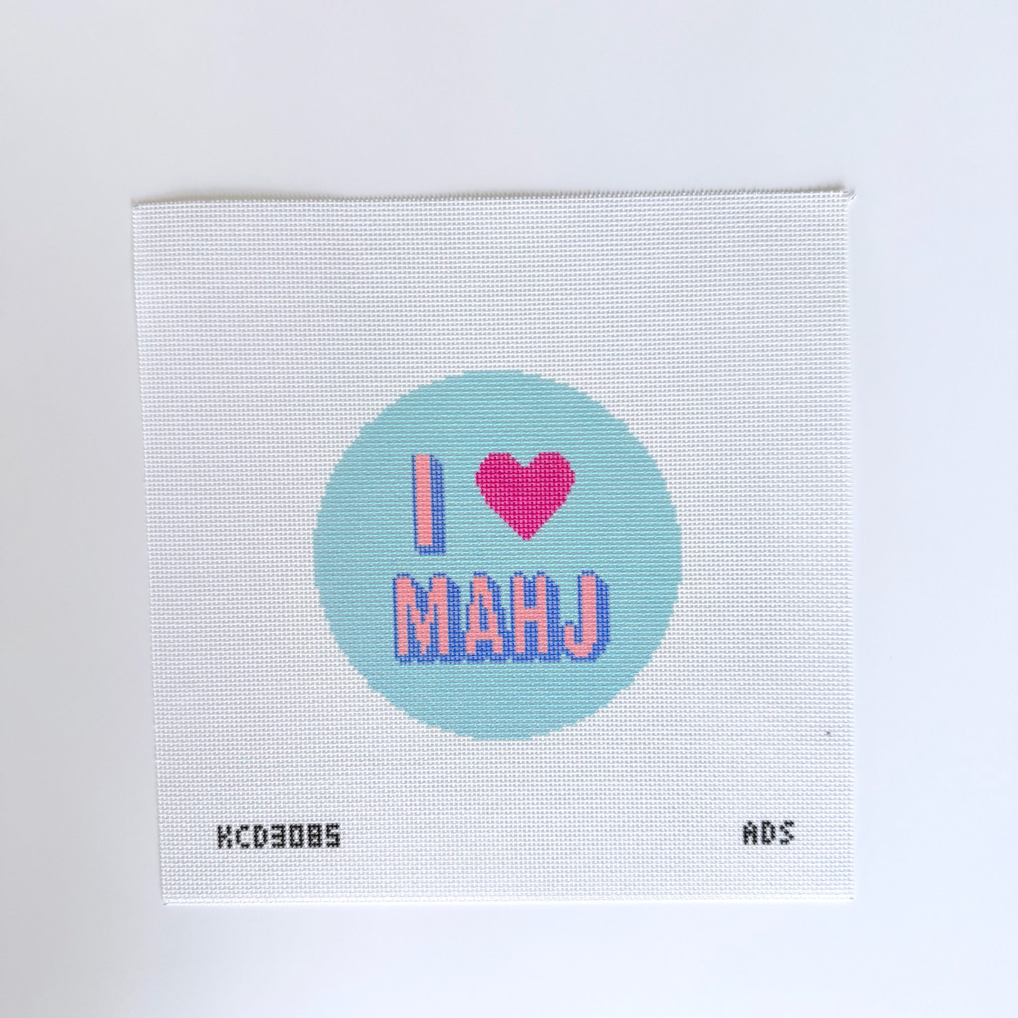 I Heart Mahj Round Canvas - KC Needlepoint