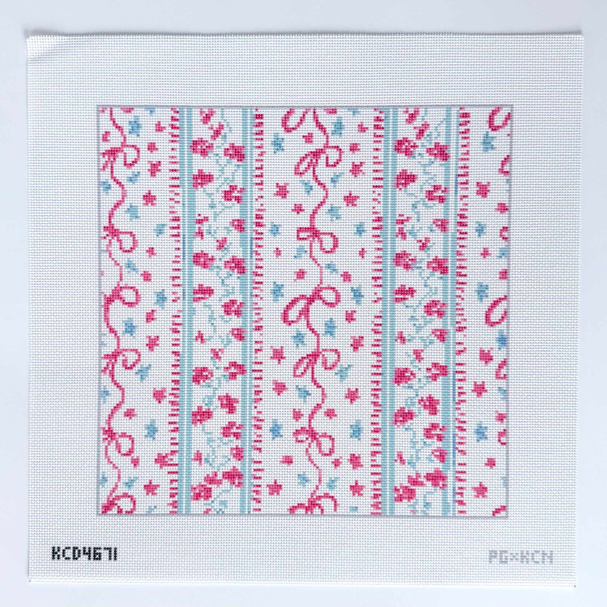 July 4 Floral Canvas - KC Needlepoint