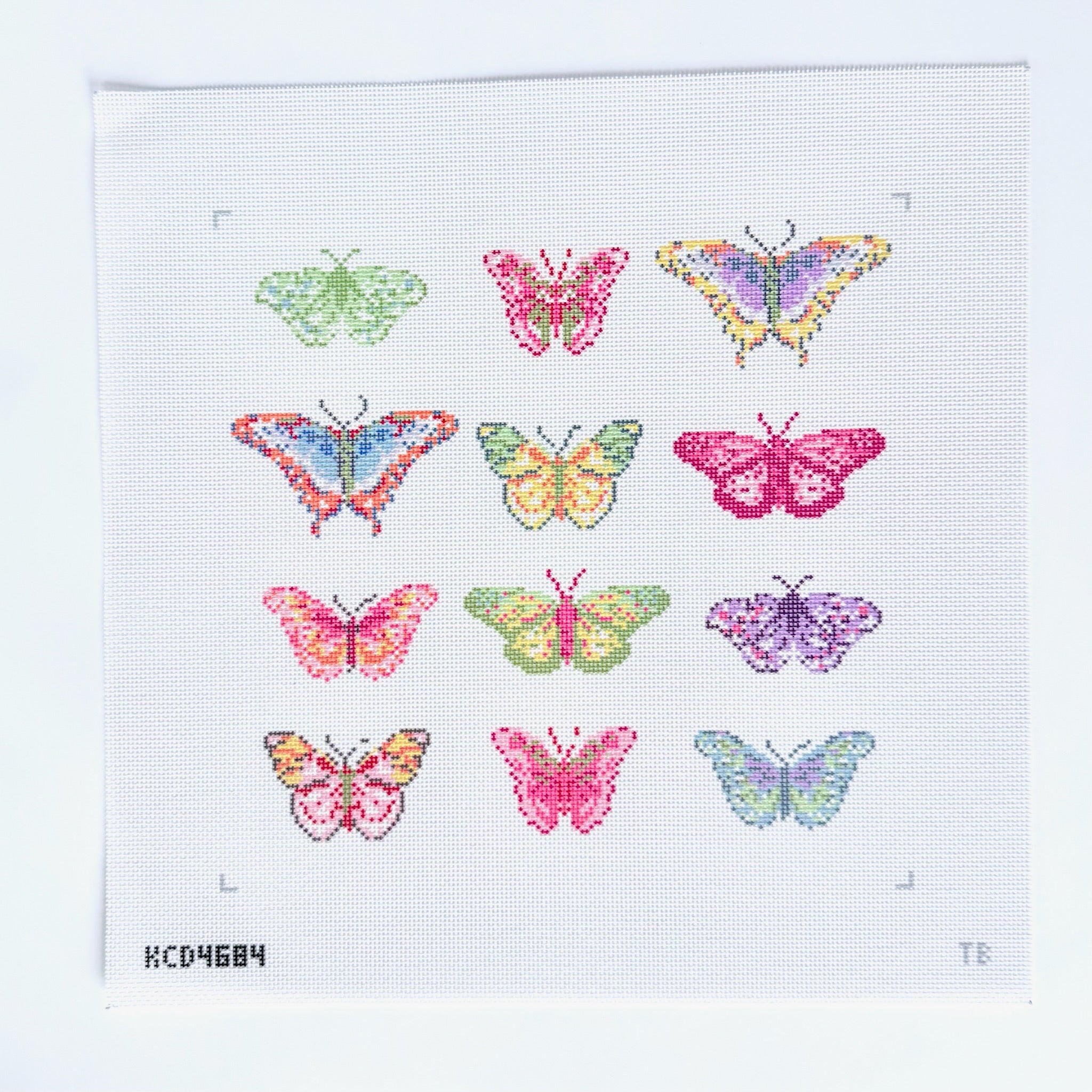12x12 Butterflies Canvas - KC Needlepoint