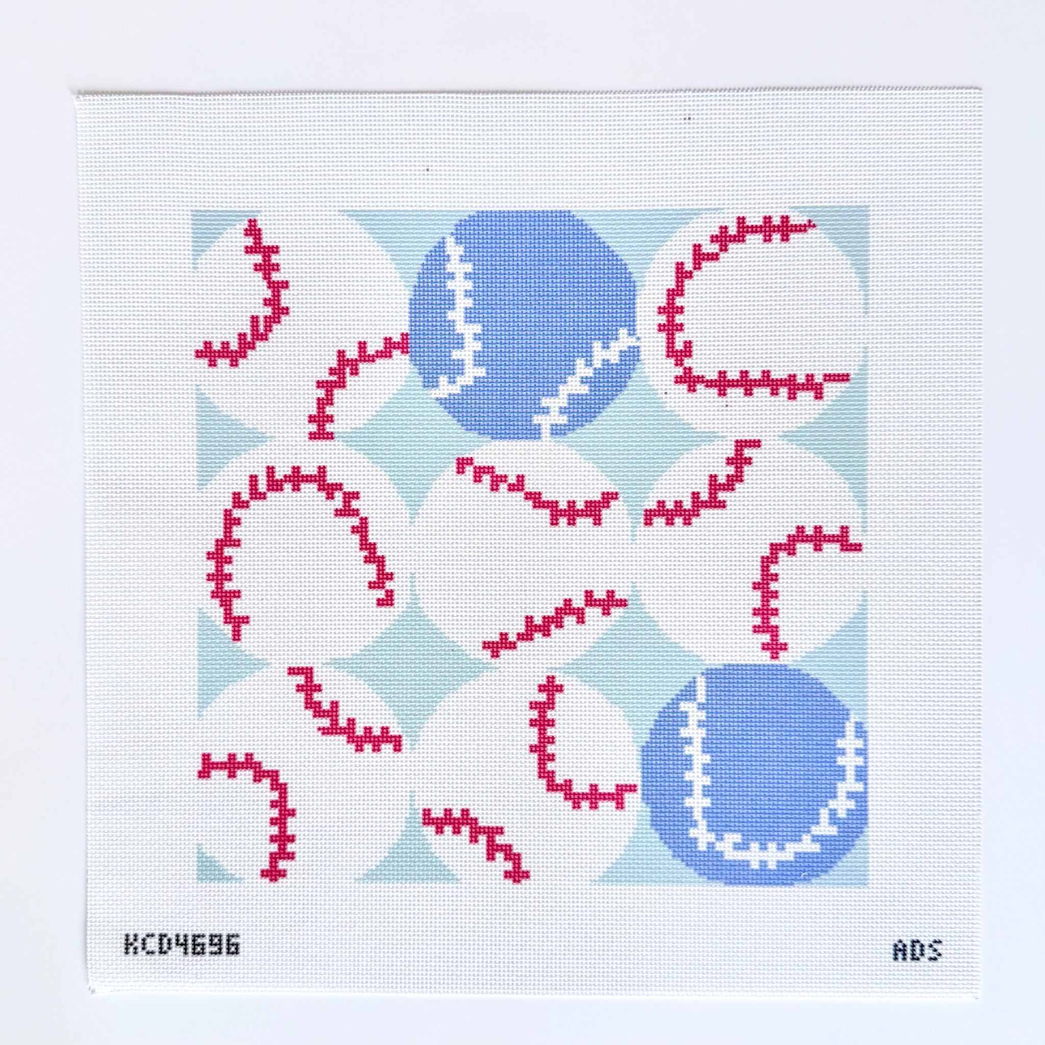 Baseball Square Canvas - KC Needlepoint