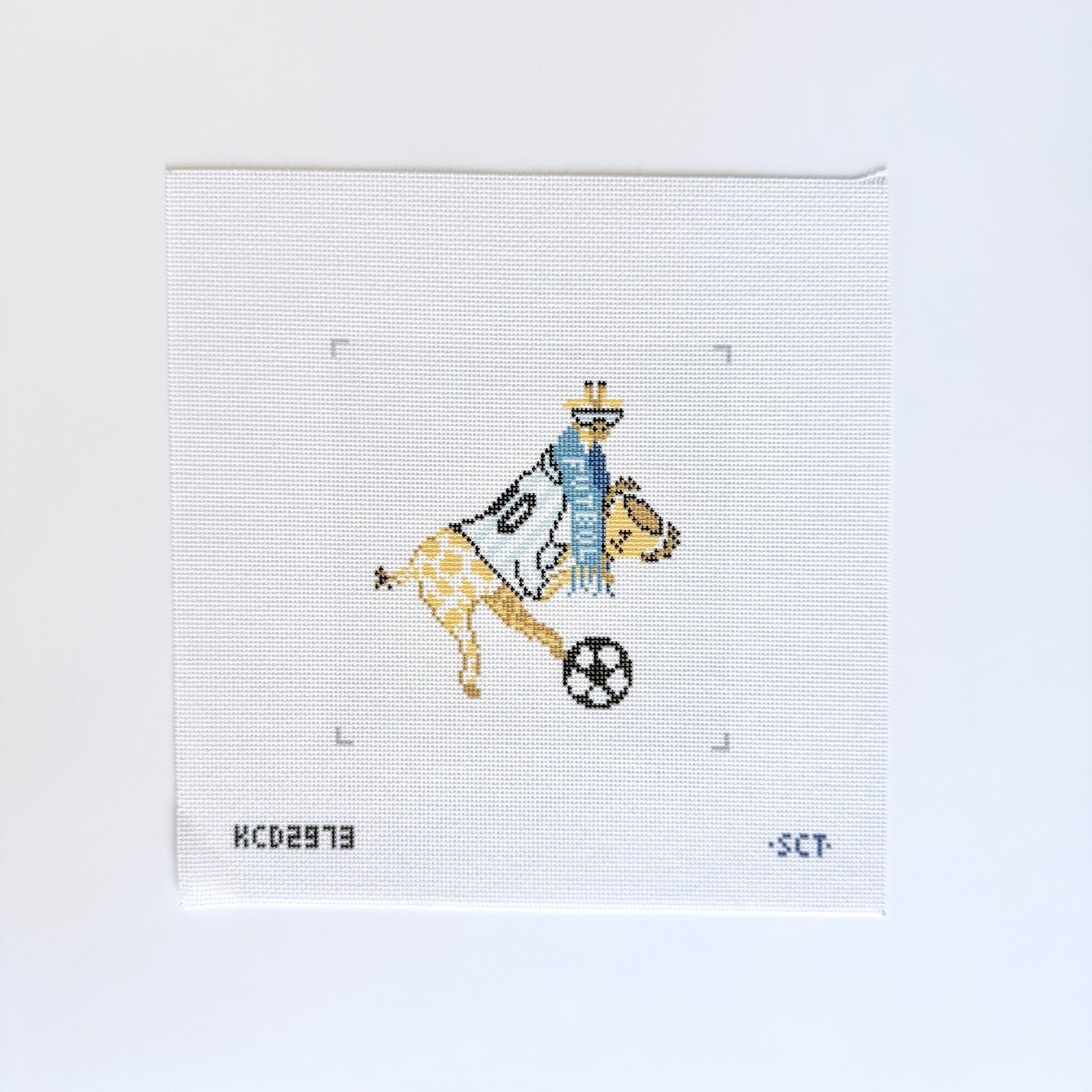 Summer of Soccer Giraffe Canvas - KC Needlepoint