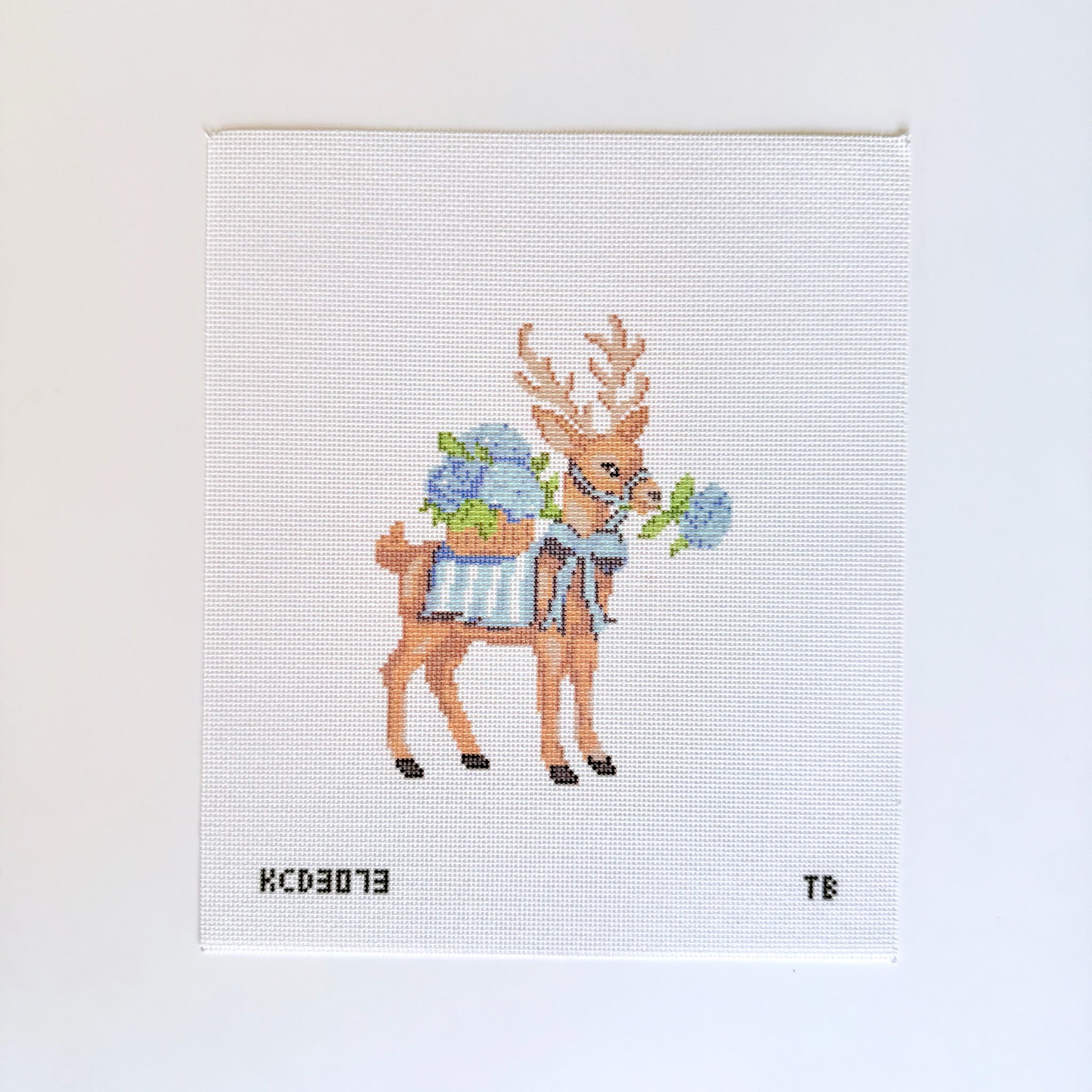 New England Christmas Reindeer Canvas - KC Needlepoint