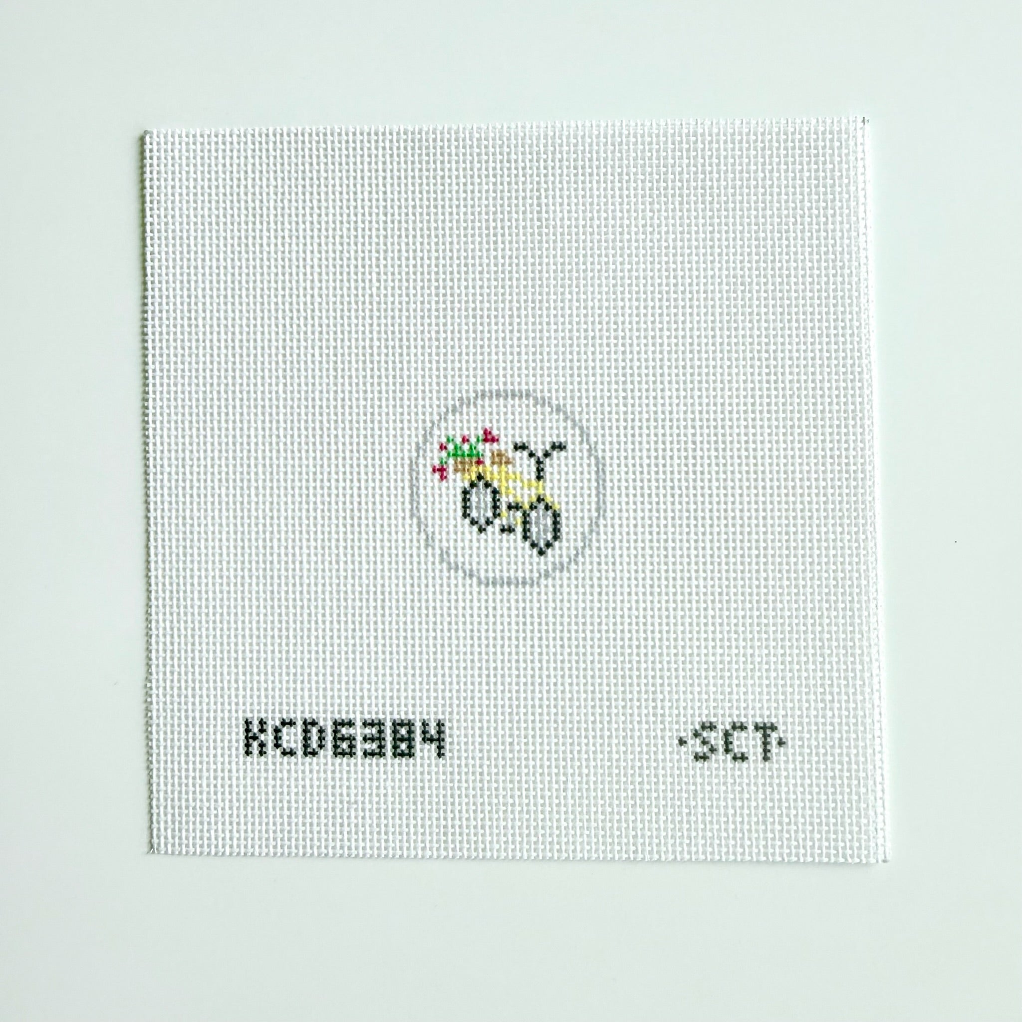 Yellow Bicycle Fob Canvas - KC Needlepoint