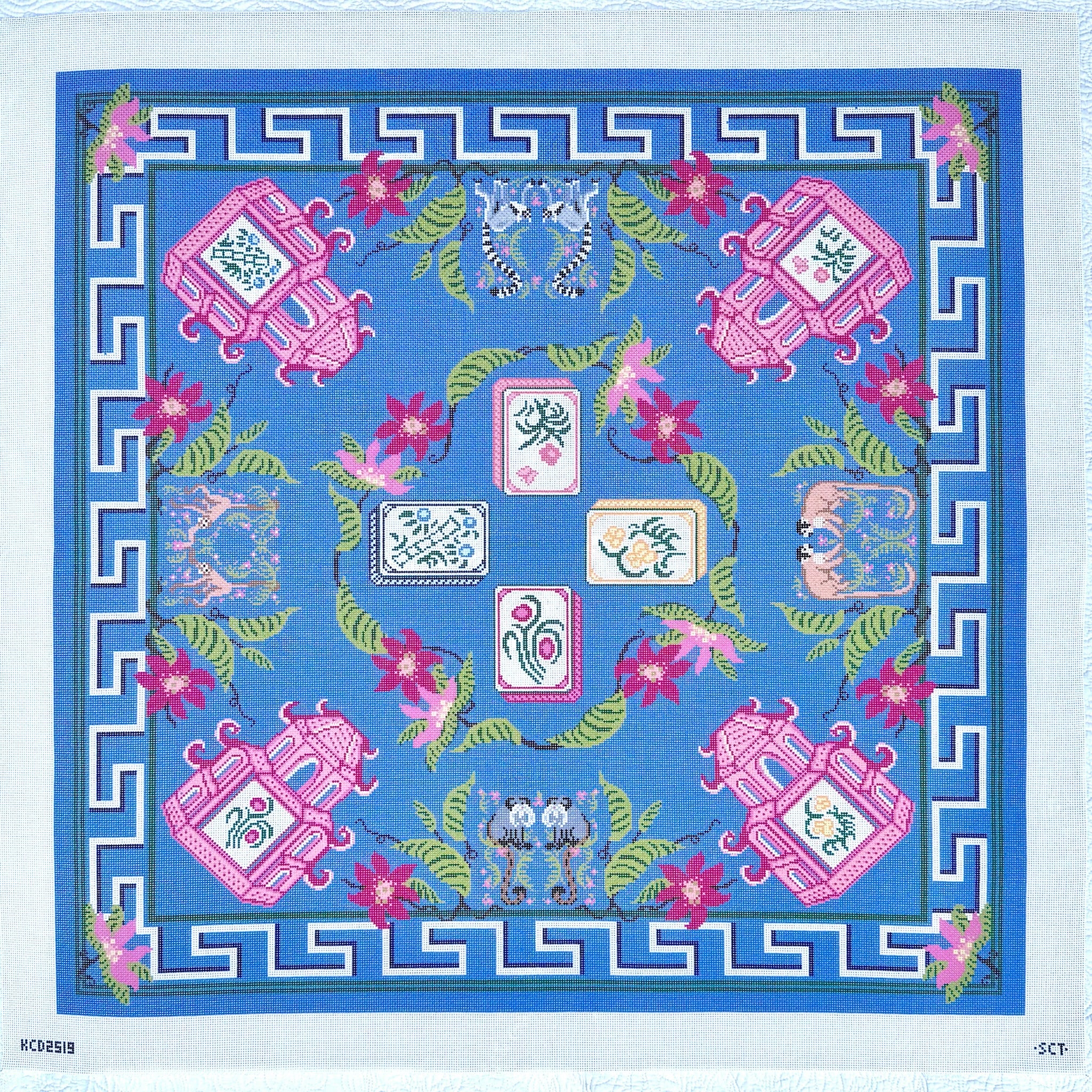 Tropical Monkey Mahjong Mat Canvas - KC Needlepoint
