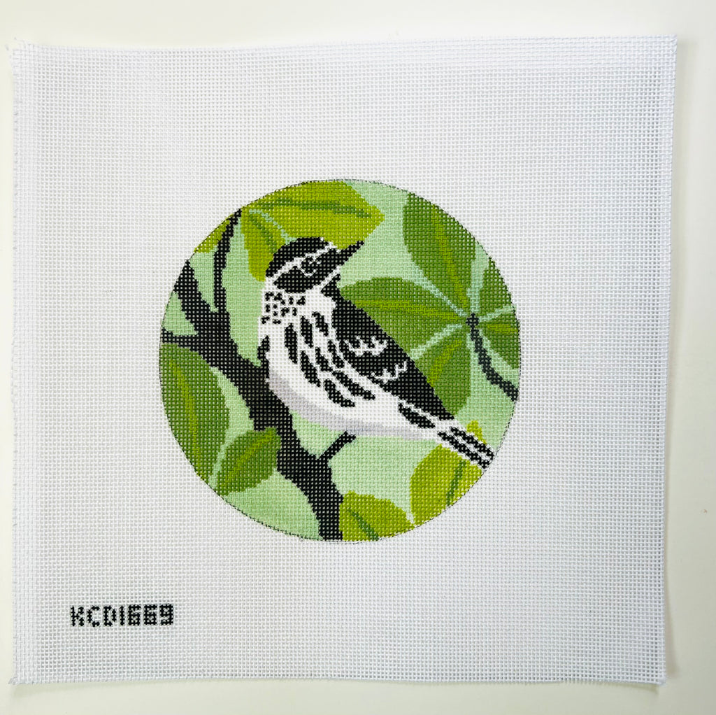 Black and White Warbler Canvas - KC Needlepoint