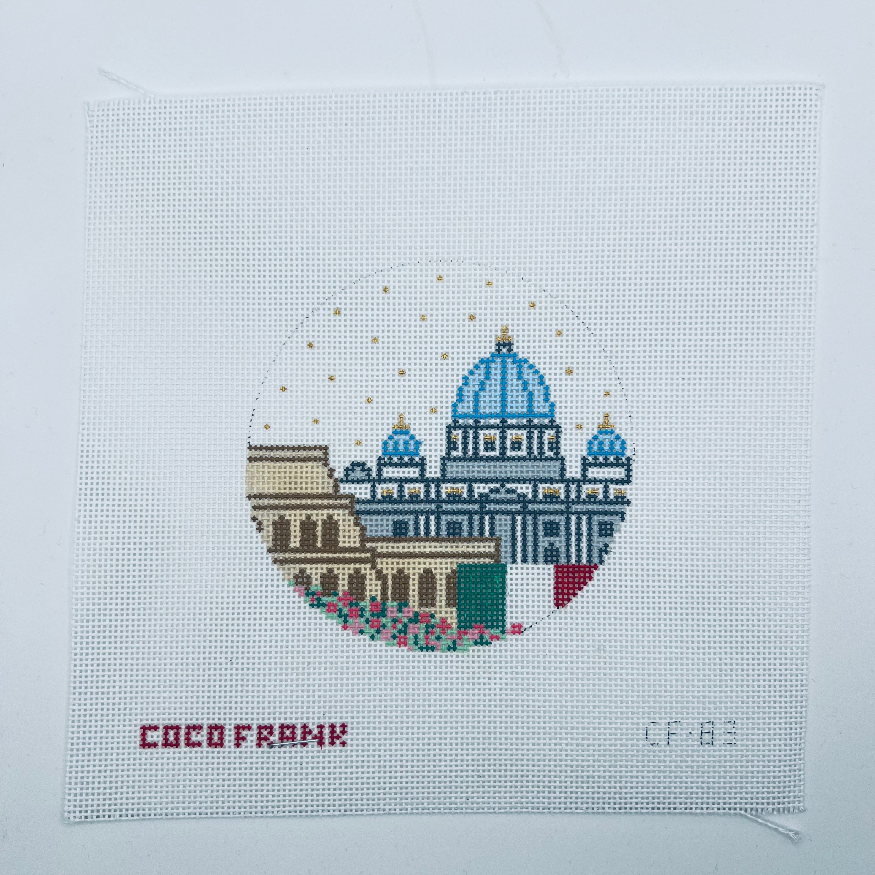 Rome Round Canvas - KC Needlepoint