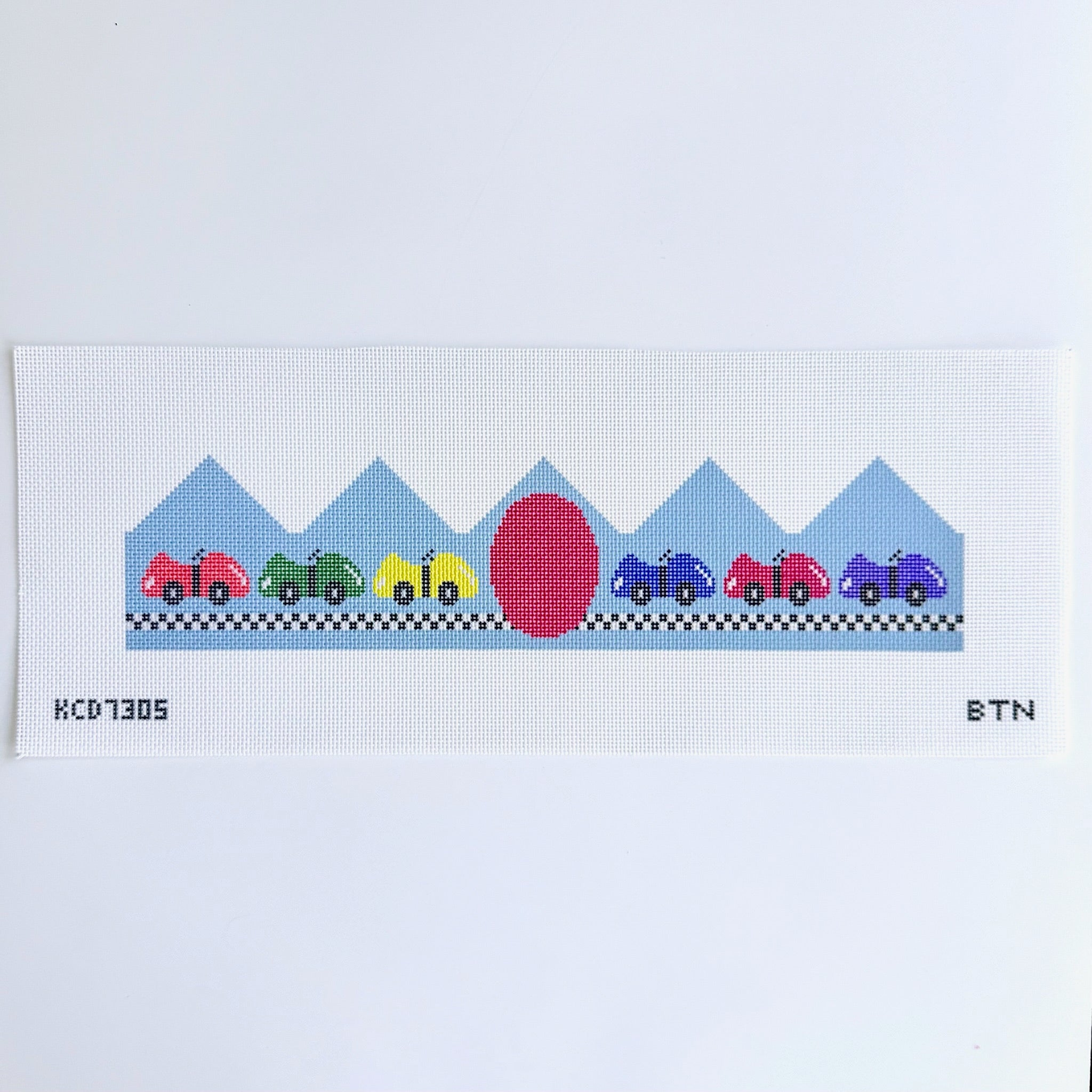 Race Car Birthday Crown Canvas - KC Needlepoint