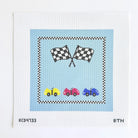 Race Cars and Racing Flags Pillow Canvas - KC Needlepoint
