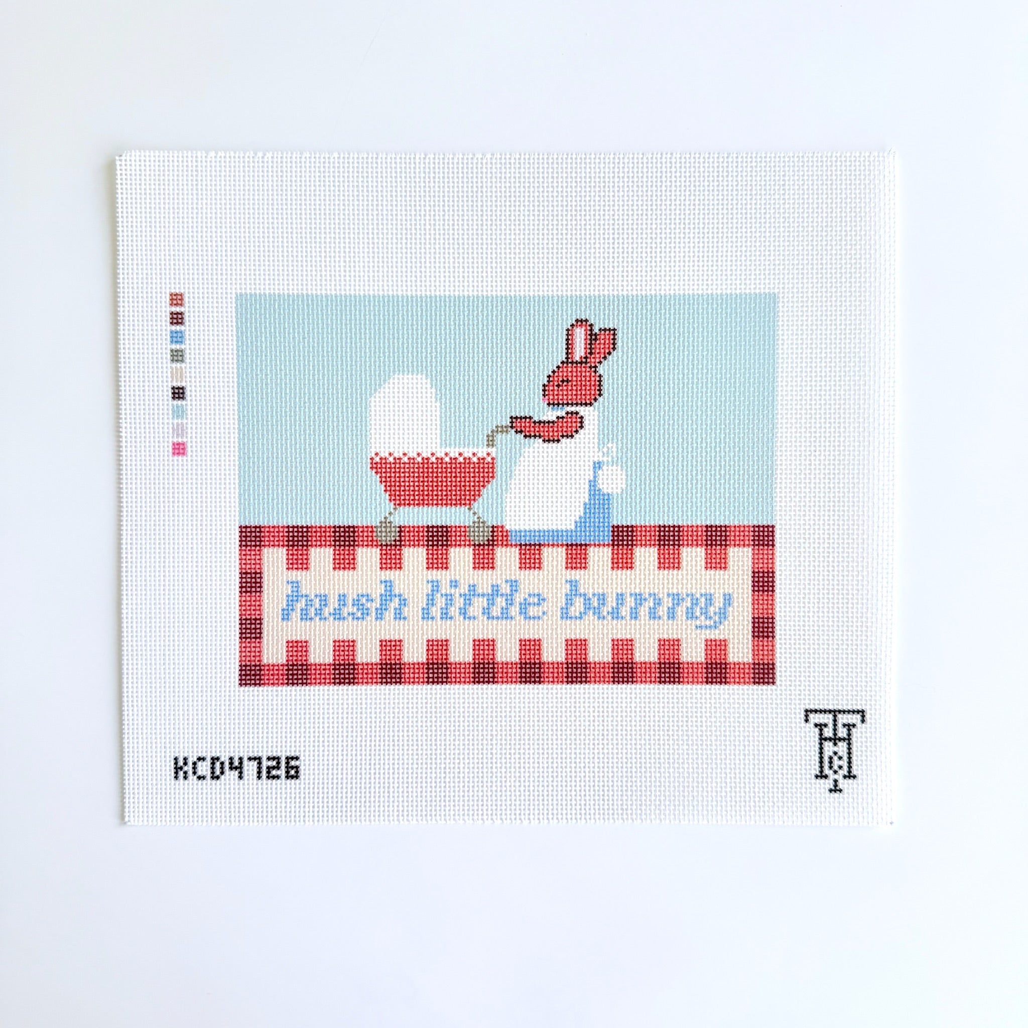 Hush Little Bunny Blue Canvas - KC Needlepoint