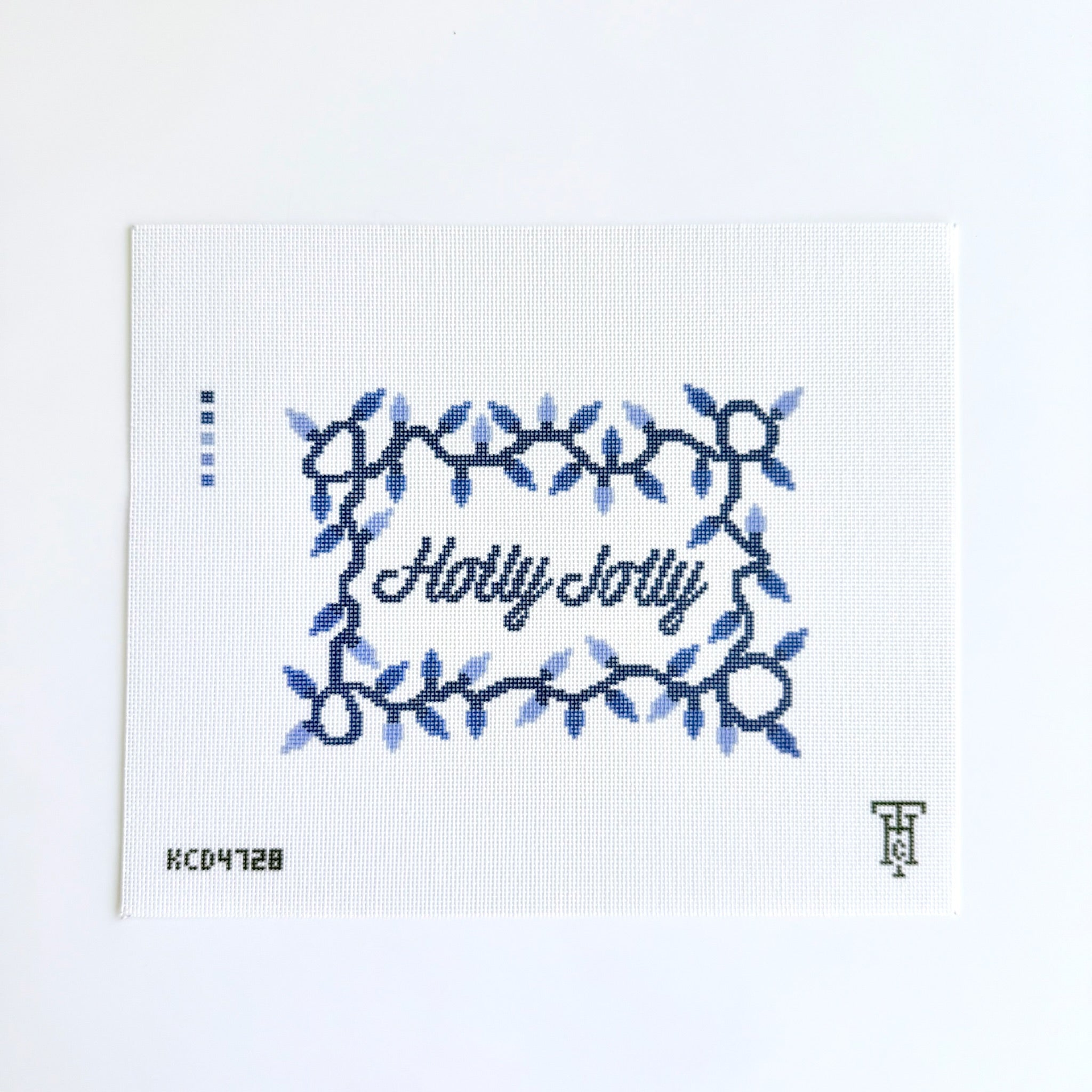 Holly Jolly Blue Sign Canvas - KC Needlepoint