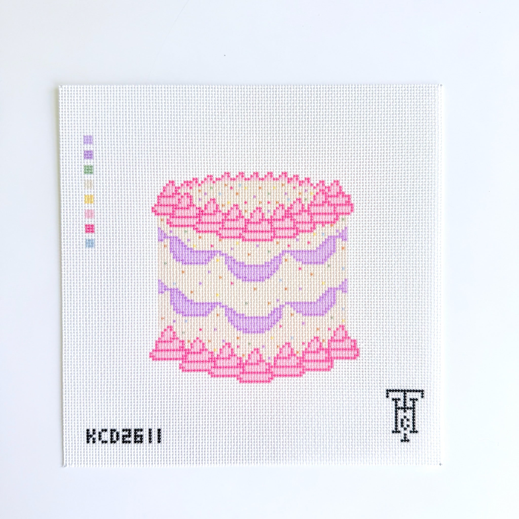 Pink & Purple Cake Canvas - KC Needlepoint