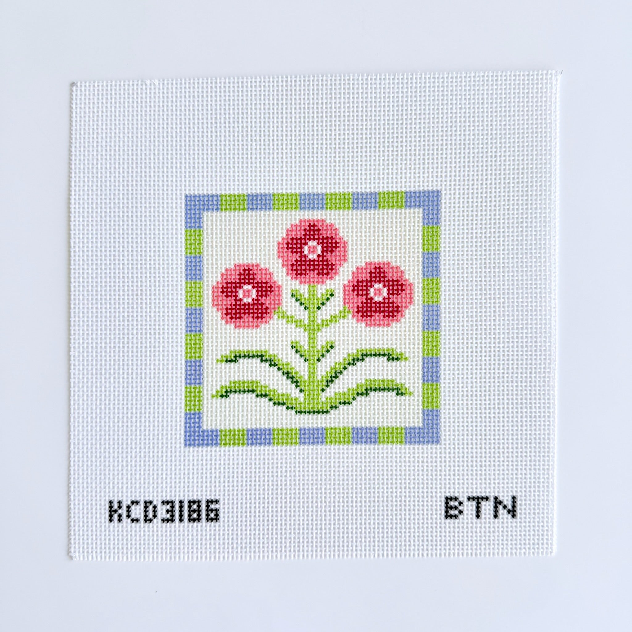 Folk Art Florals Square Three Canvas - KC Needlepoint