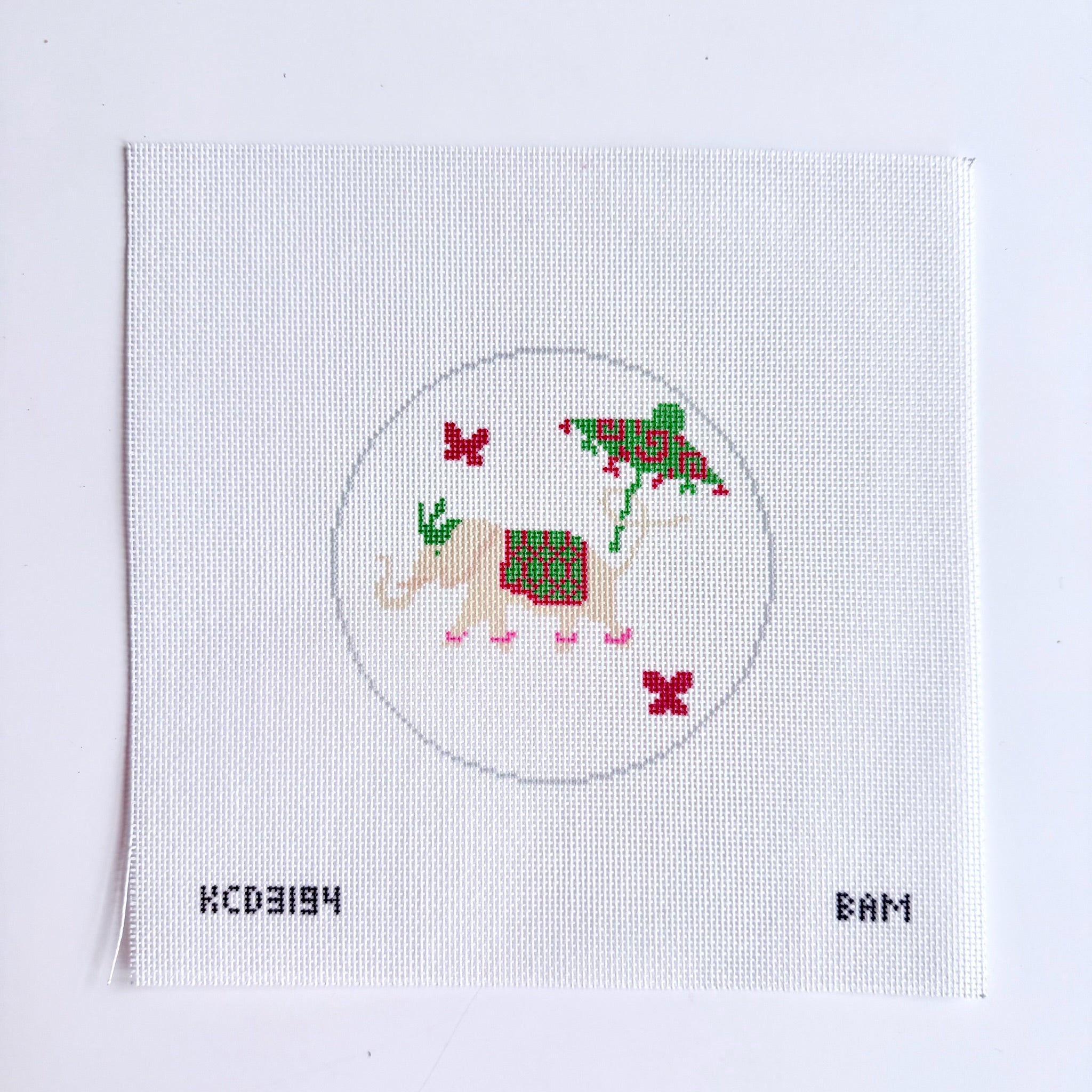 Bam Elephant Ornament Printed Canvas - KC Needlepoint
