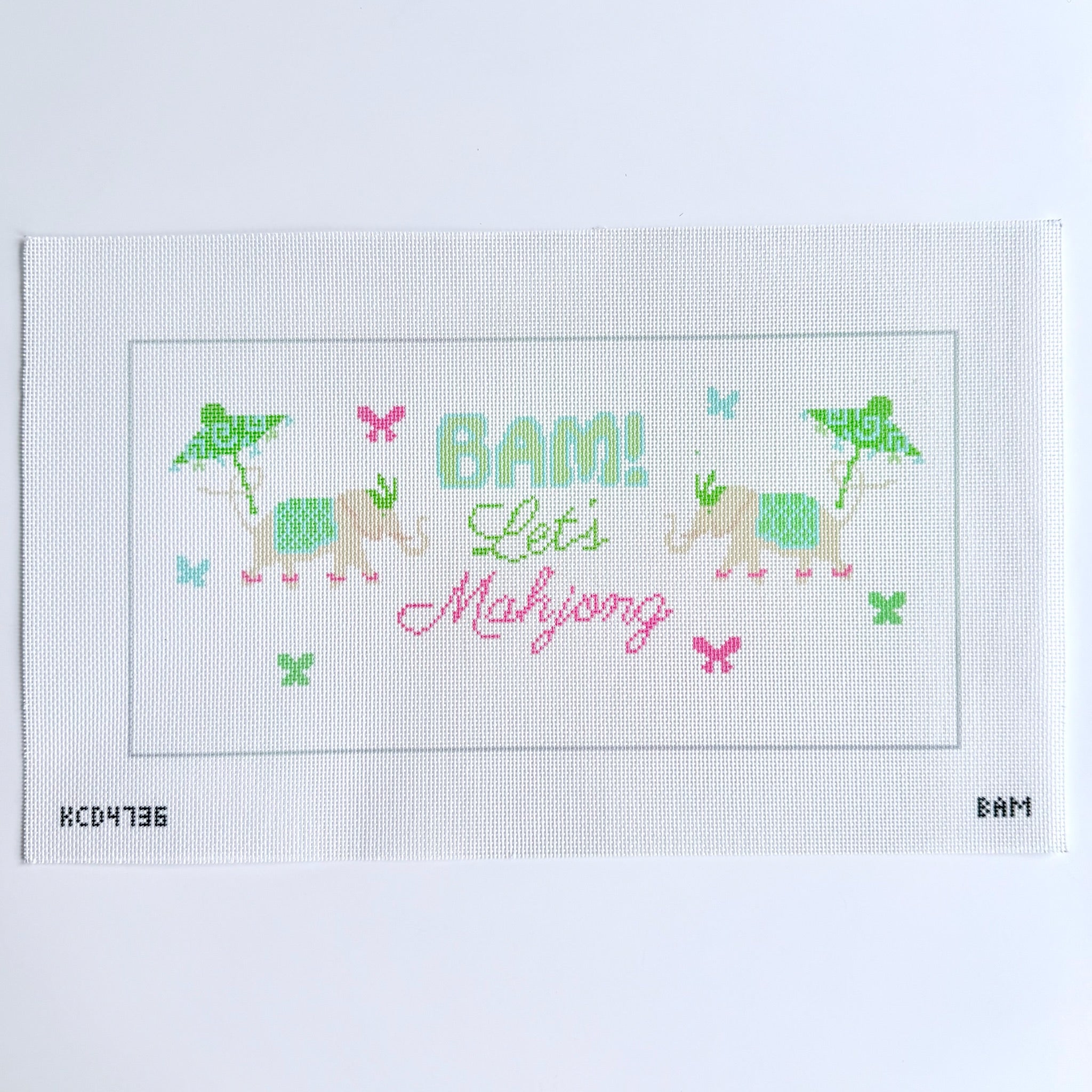 Bam Let's Mahjong Lumbar Canvas - KC Needlepoint