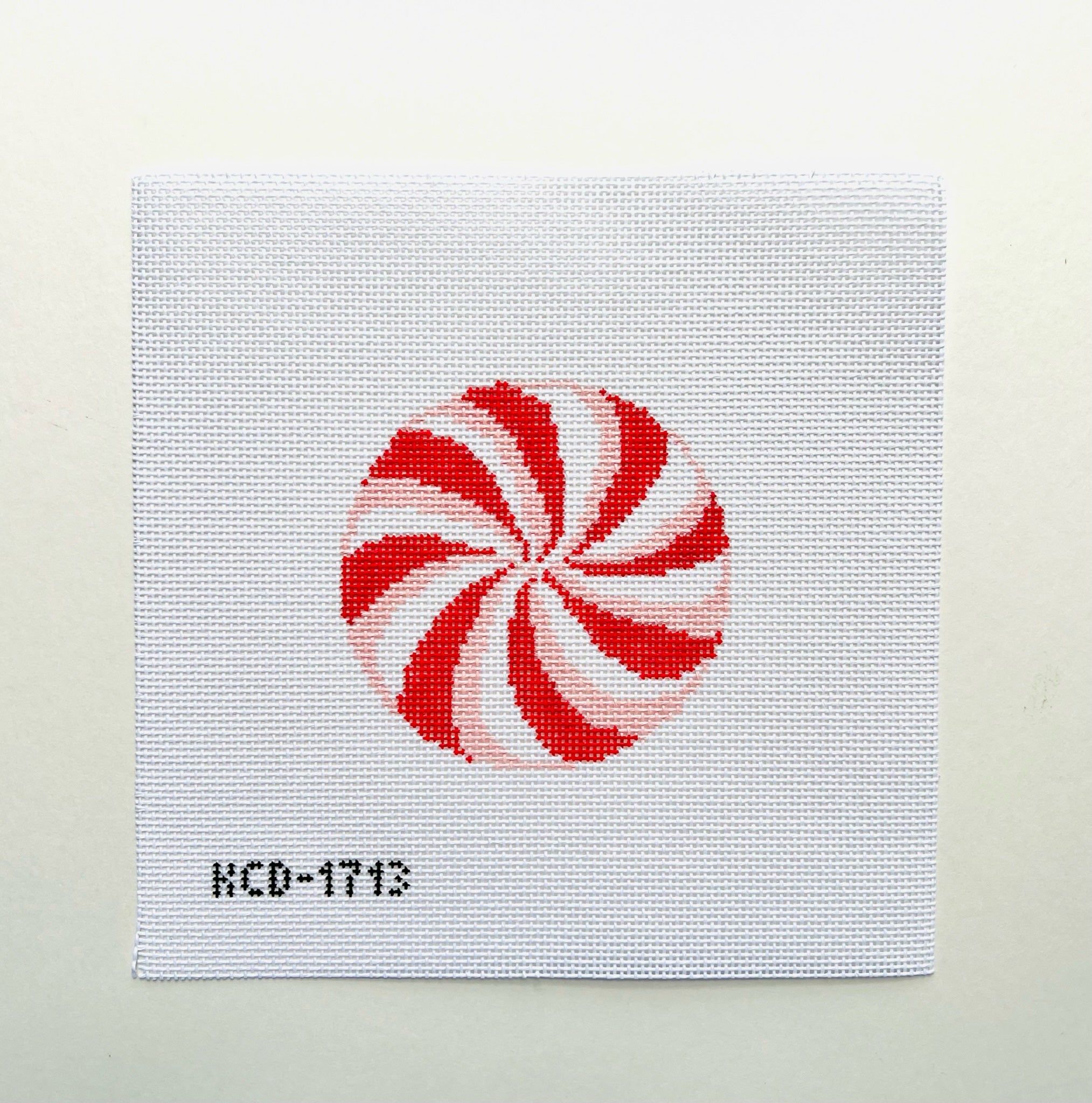 Red Peppermint Round Canvas - KC Needlepoint