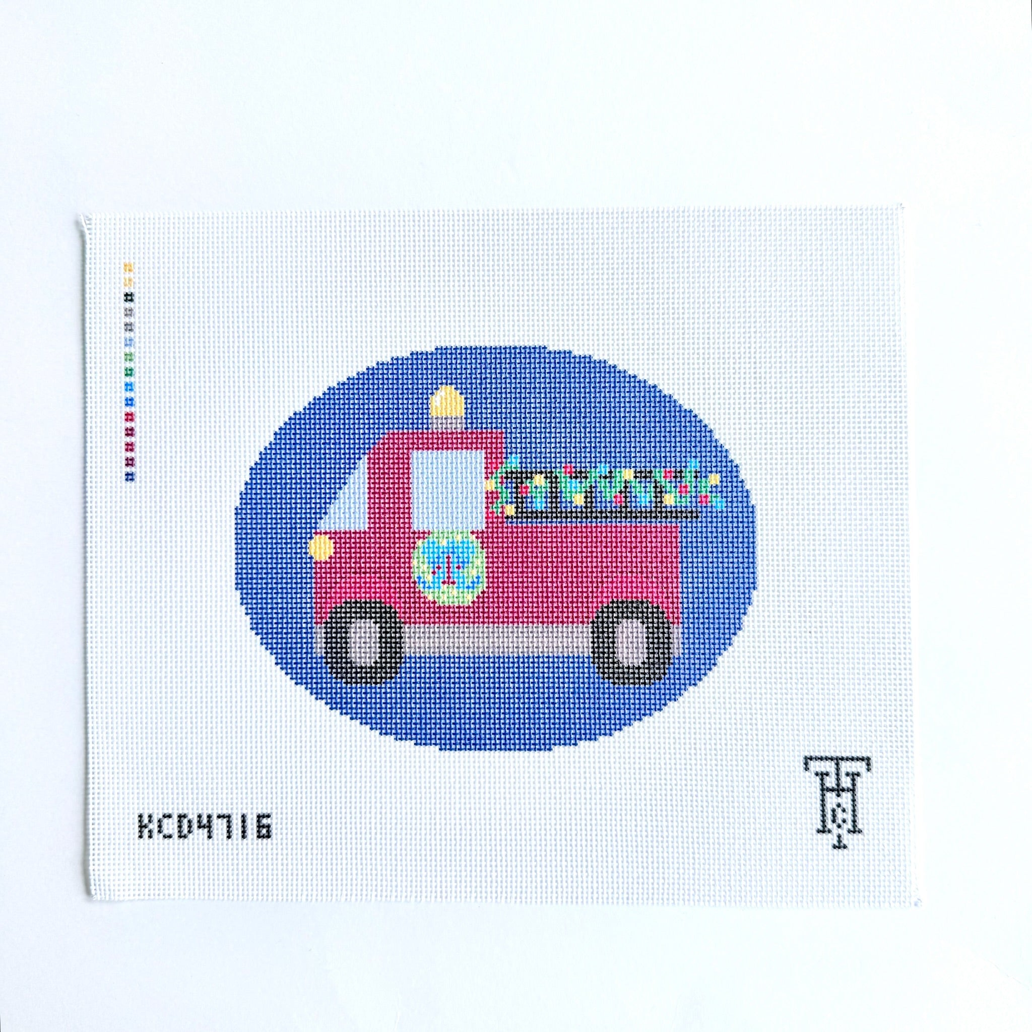 Christmas Firetruck Canvas - KC Needlepoint