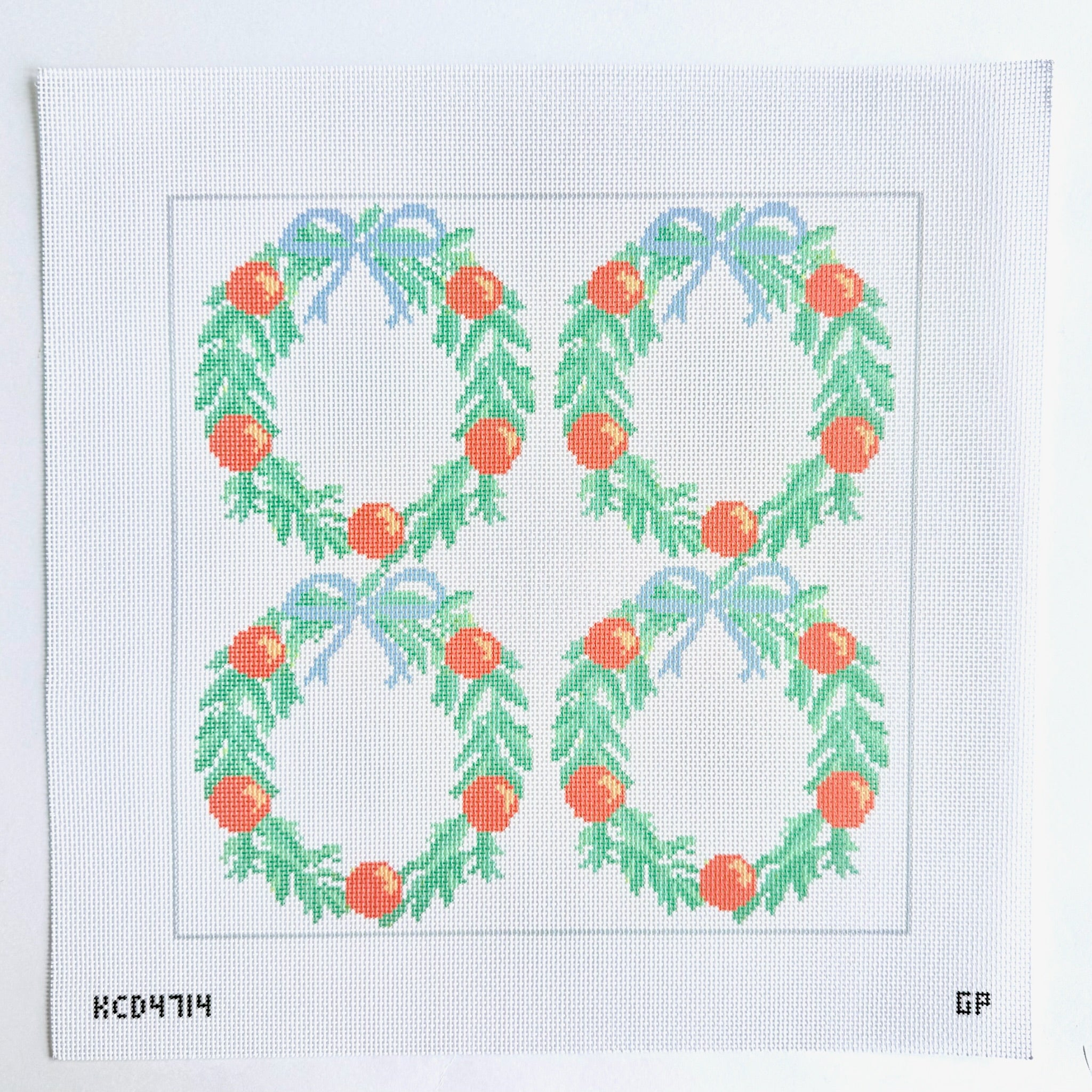 Citrus Wreath Pillow Canvas - KC Needlepoint