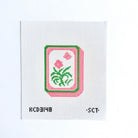 Orange Mahjong Flower Tile Canvas - KC Needlepoint