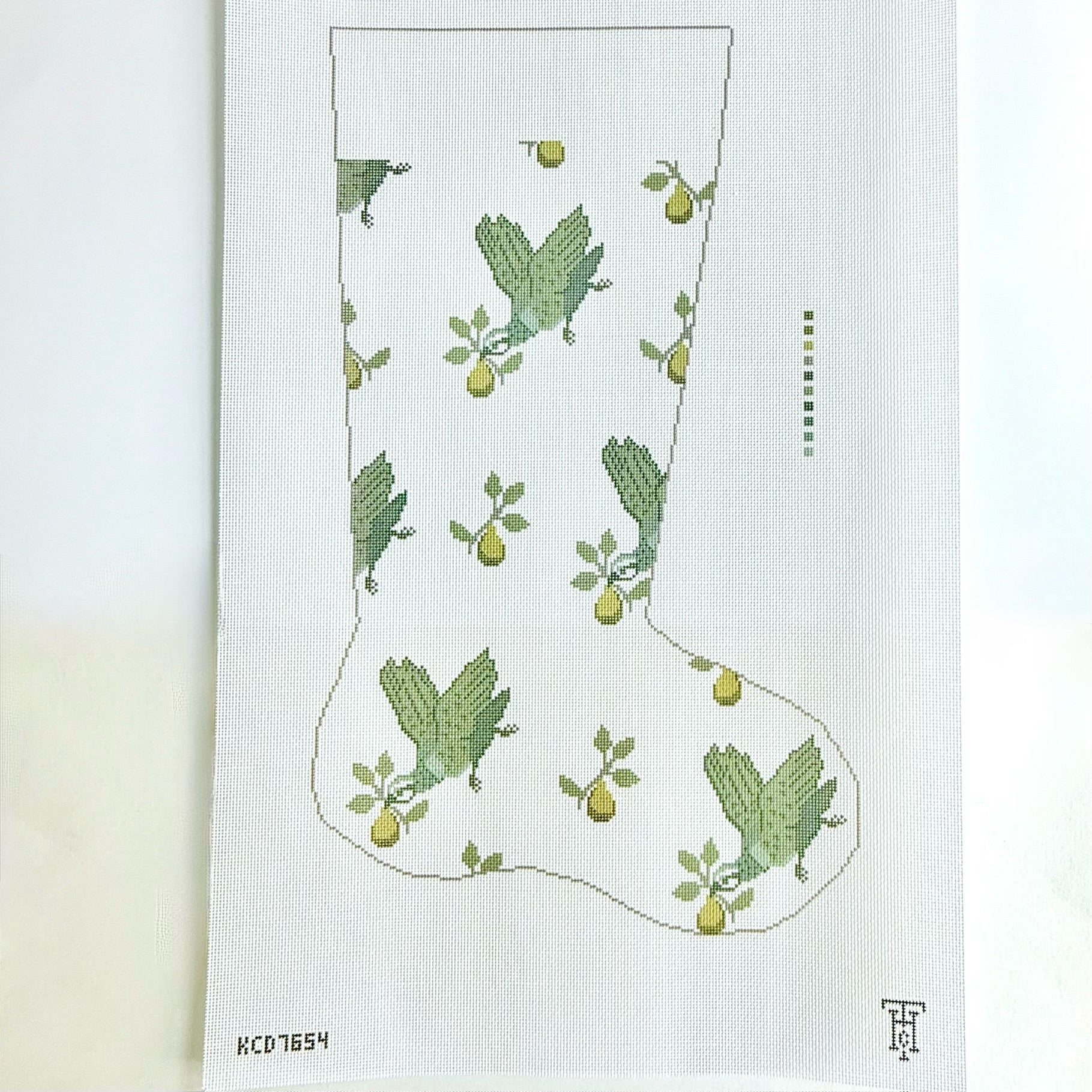 Partridge Pear Stocking Canvas - KC Needlepoint