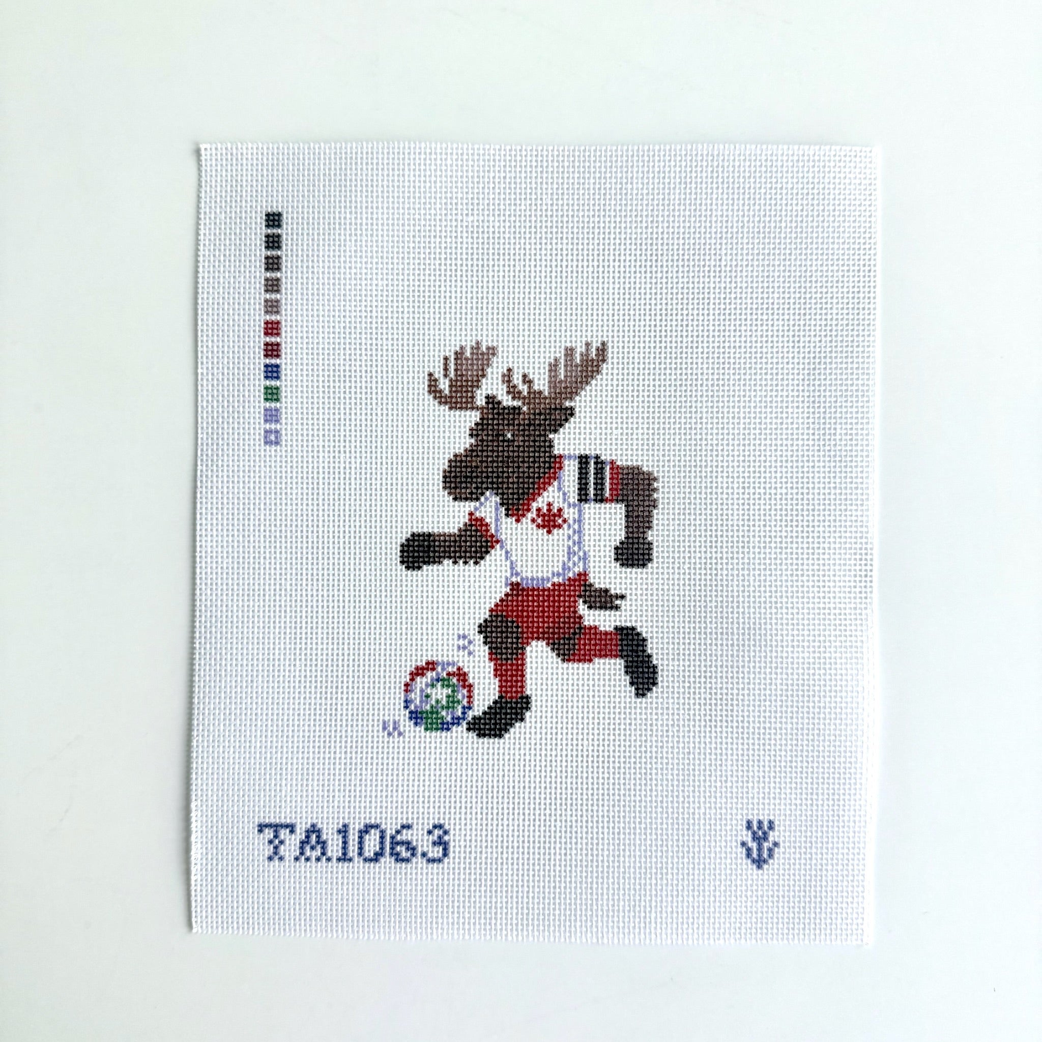 Moose Soccer Player Canvas - KC Needlepoint