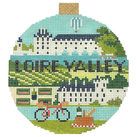 Loire Valley Travel Round Needlepoint Canvas - KC Needlepoint
