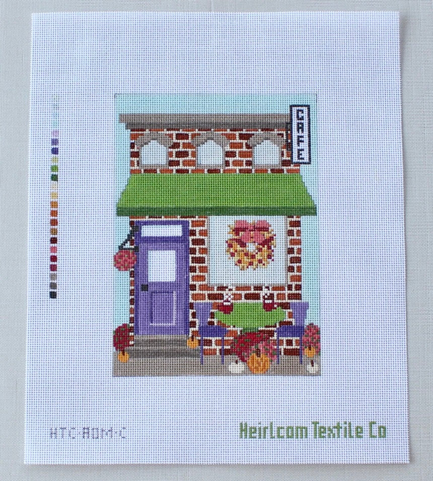 Autumn on Main St Cafe Needlepoint Canvas - KC Needlepoint