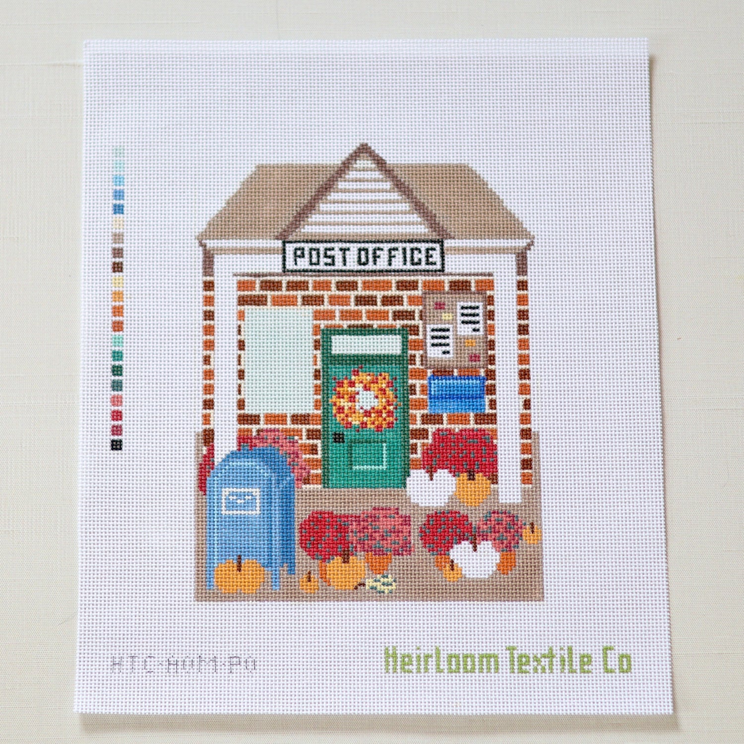 Autumn on Main St Post Office Needlepoint Canvas - KC Needlepoint