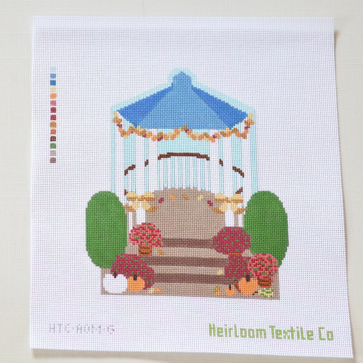 Autumn on Main St Gazebo Needlepoint Canvas - KC Needlepoint