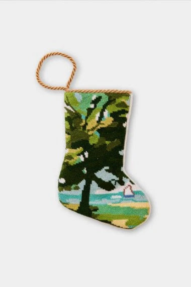 Finished Bauble Stocking: Holiday Sail - KC Needlepoint