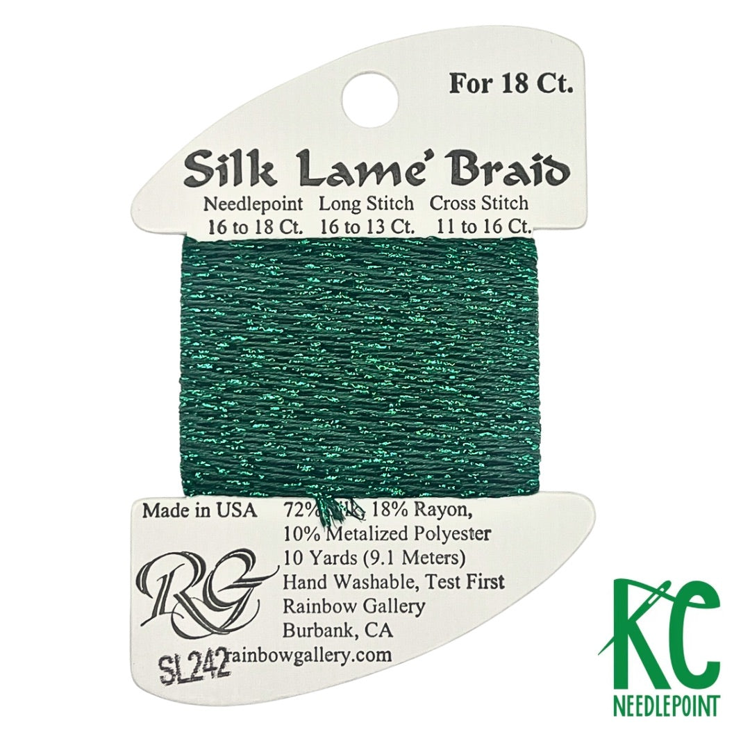 Silk Lamé Braid SL242 Peacock Green - KC Needlepoint
