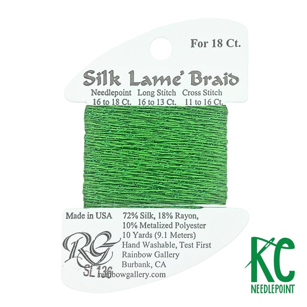 Silk Lamé Braid SL136 Kelly Green - KC Needlepoint