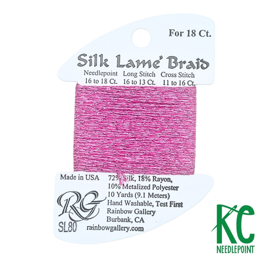 Silk Lamé Braid SL80 Pink Carnation - KC Needlepoint