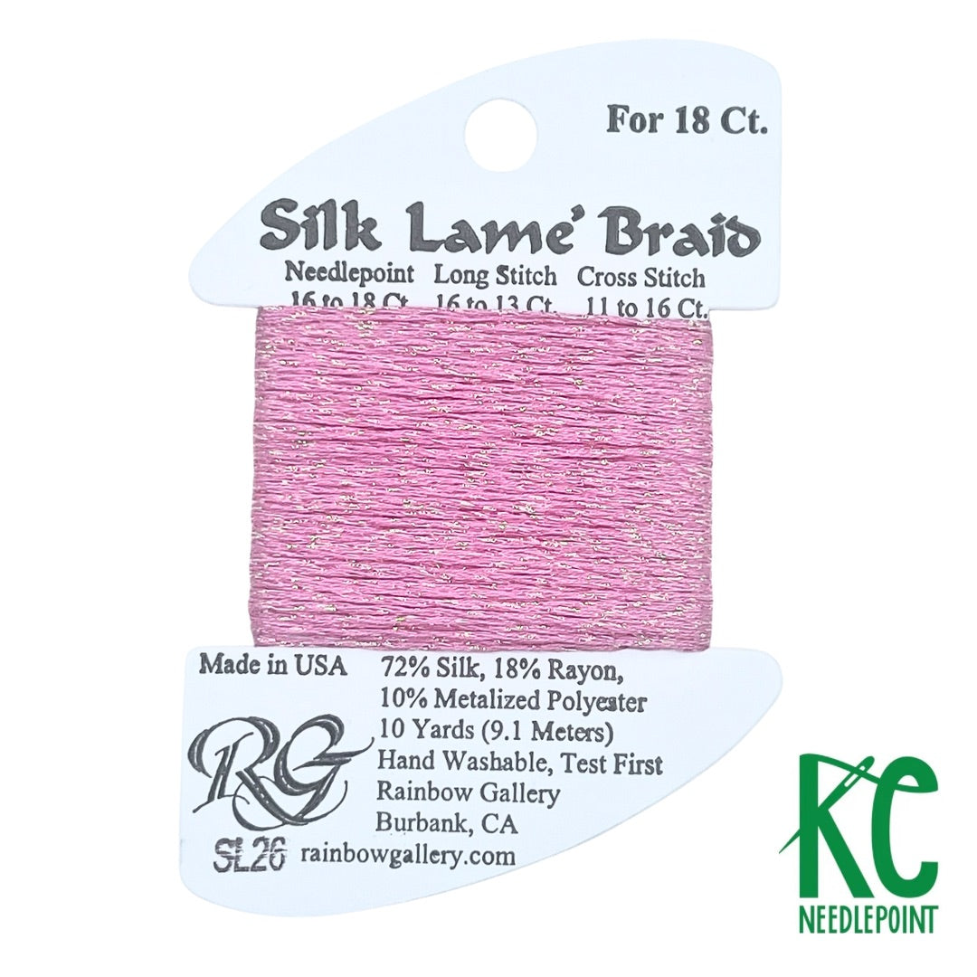 Silk Lamé Braid SL26 Raspberry - KC Needlepoint