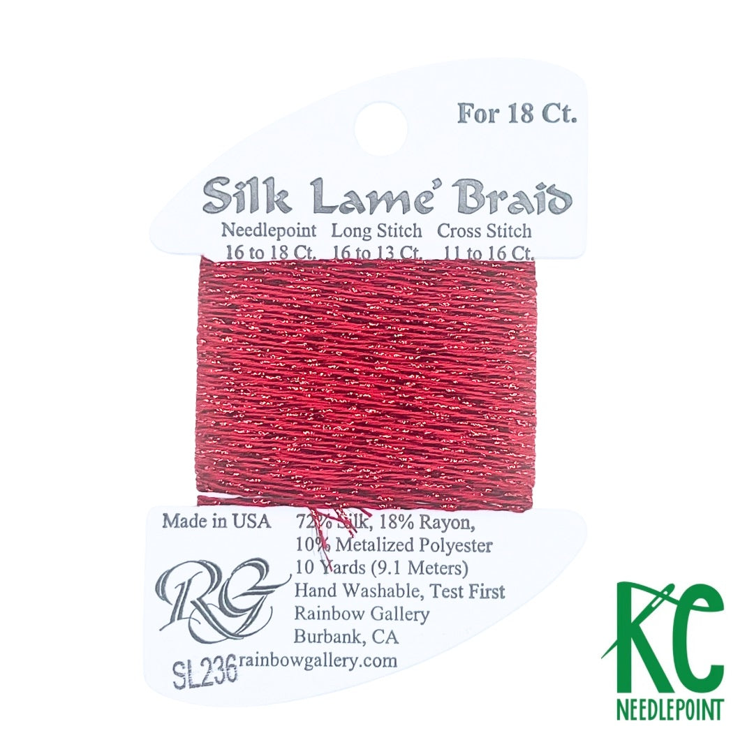 Silk Lamé Braid SL236 True Red - KC Needlepoint
