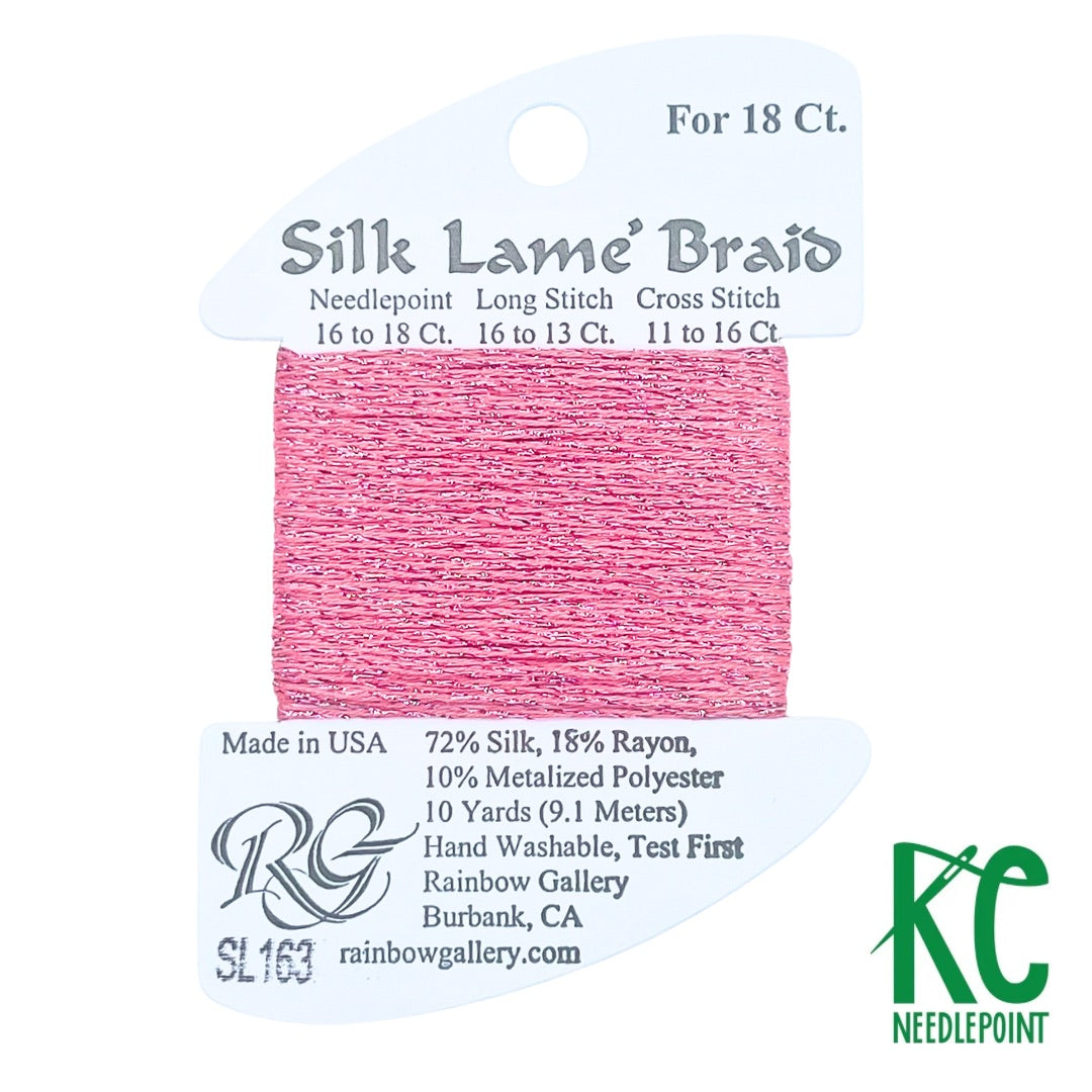Silk Lamé Braid SL163 Medium Rose - KC Needlepoint