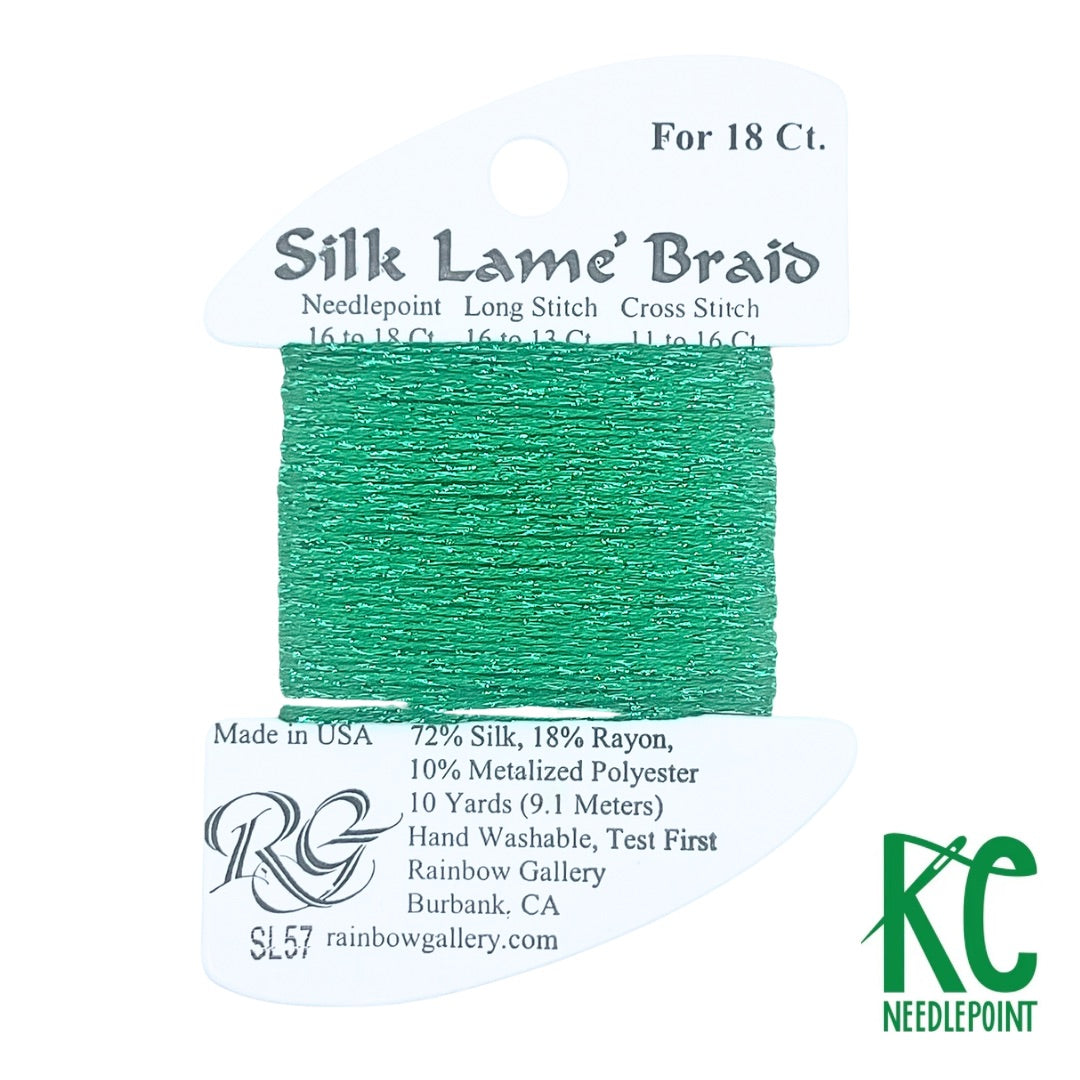 Silk Lamé Braid SL57 Christmas Green - KC Needlepoint