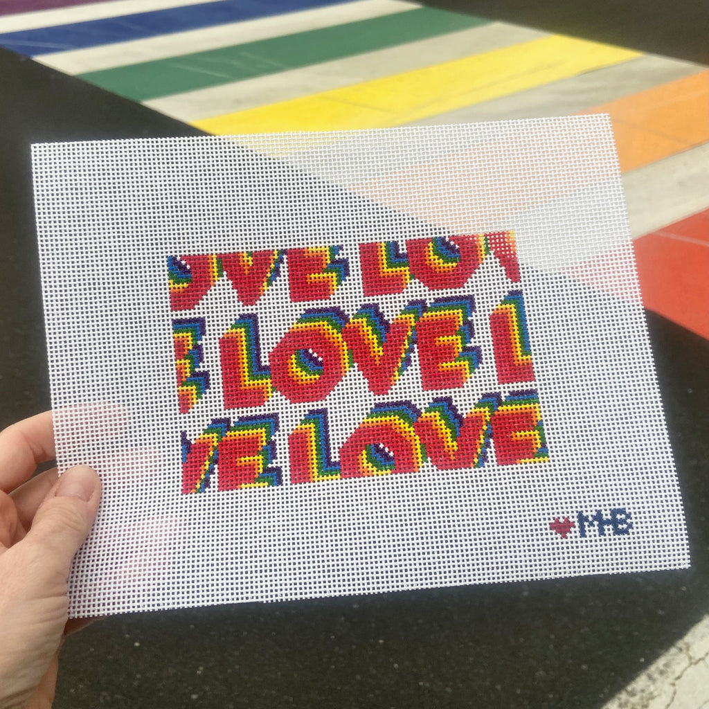 Love Rainbow Block Canvas - KC Needlepoint