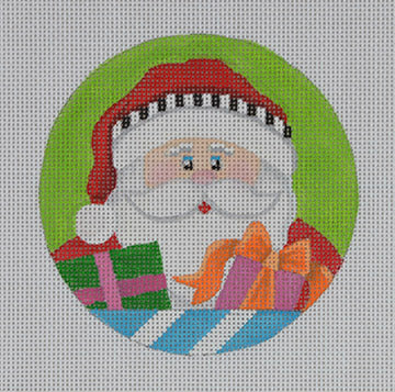 Present Santa Ornament Canvas - KC Needlepoint