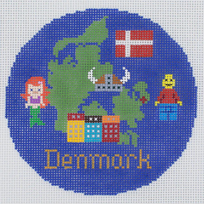 Denmark 4 1/4" Travel Round Needlepoint Canvas - KC Needlepoint