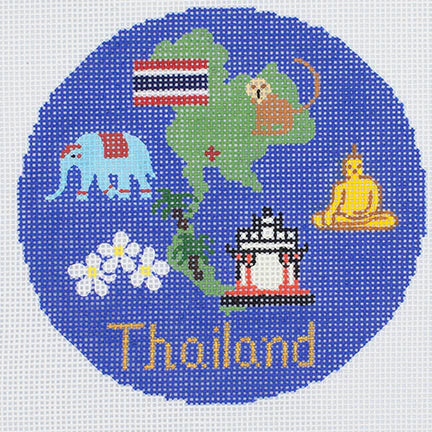 Thailand 4 1/4" Travel Round Needlepoint Canvas - KC Needlepoint